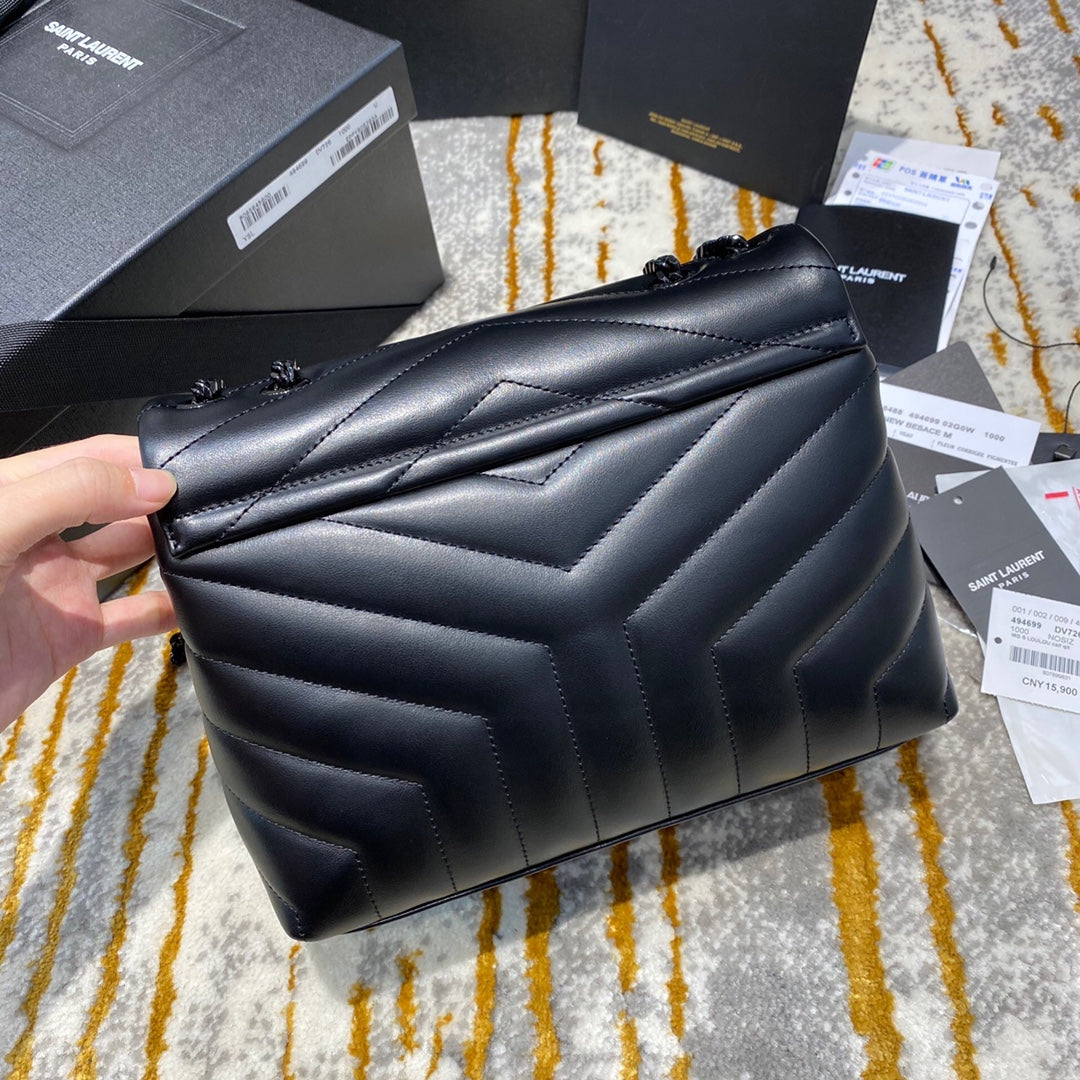 [TOP] Y$L LouLou Small Bag 20cm - Black on Black - Ysl Yves Saint Laurent