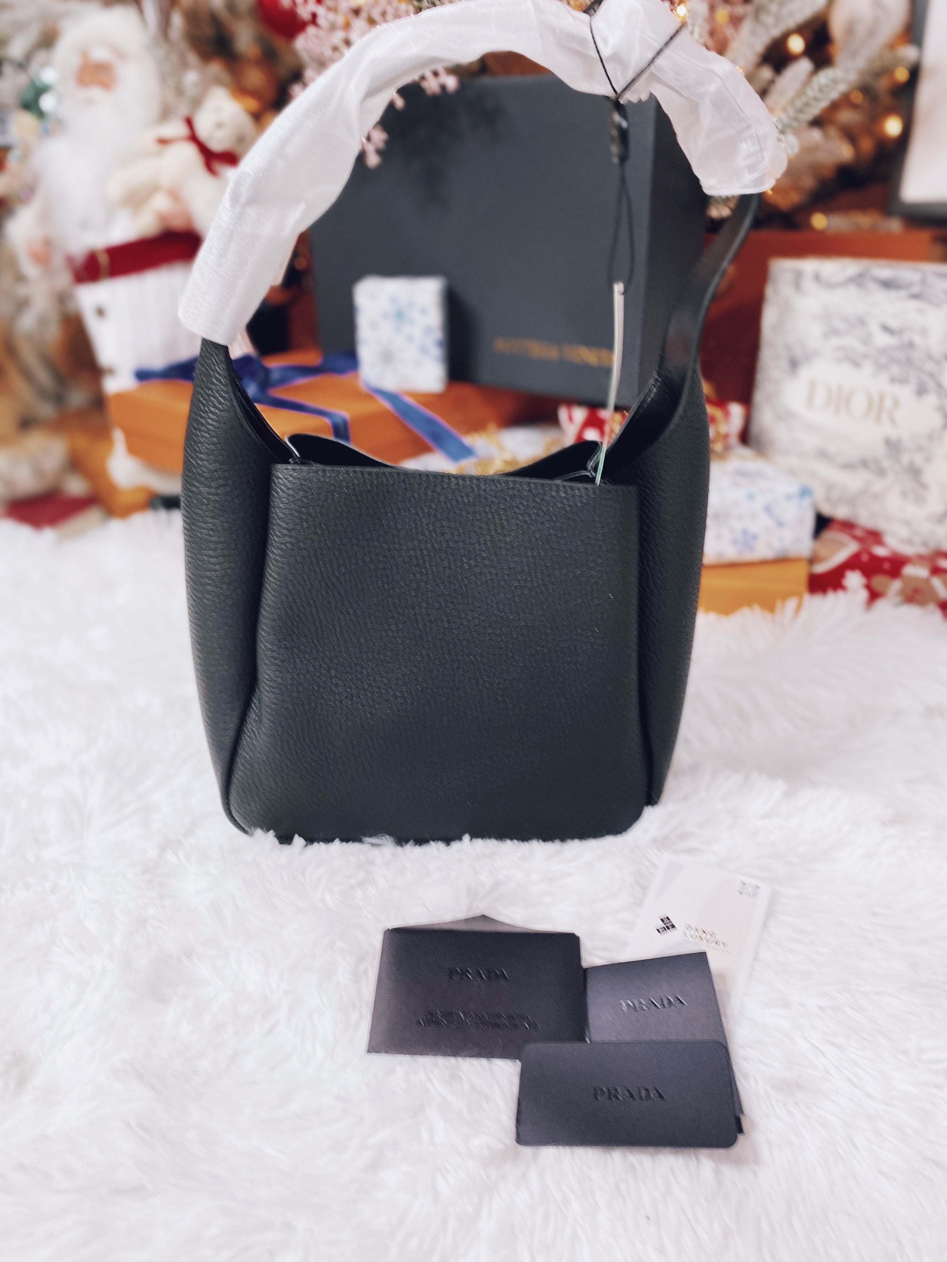 [TOP] PR@DA Leather Handbag - BLACK - Prada