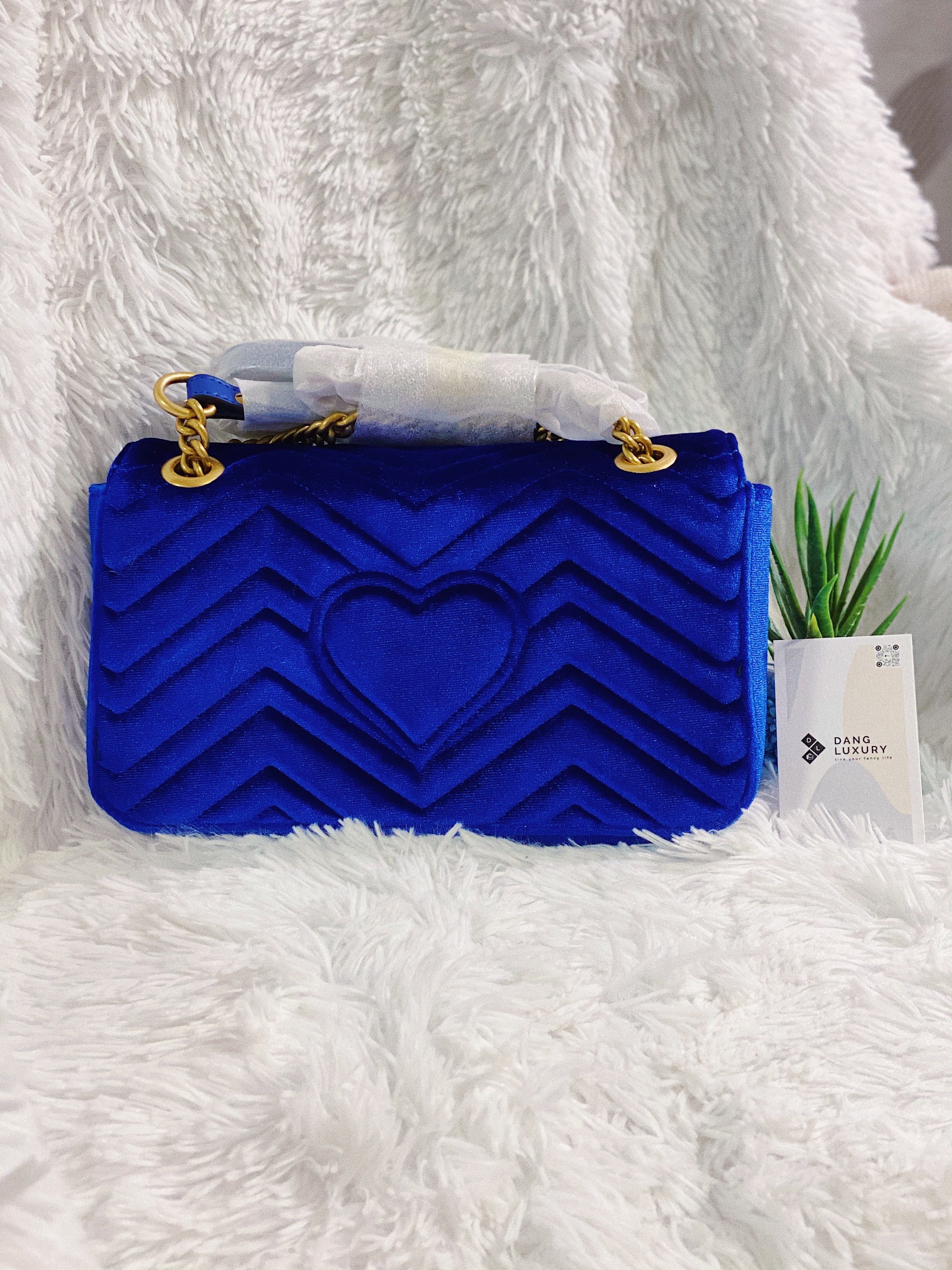 [TOP] GUCC! GG Marmont Bag Velvet Mini 22cm - Dark Blue - Gucci