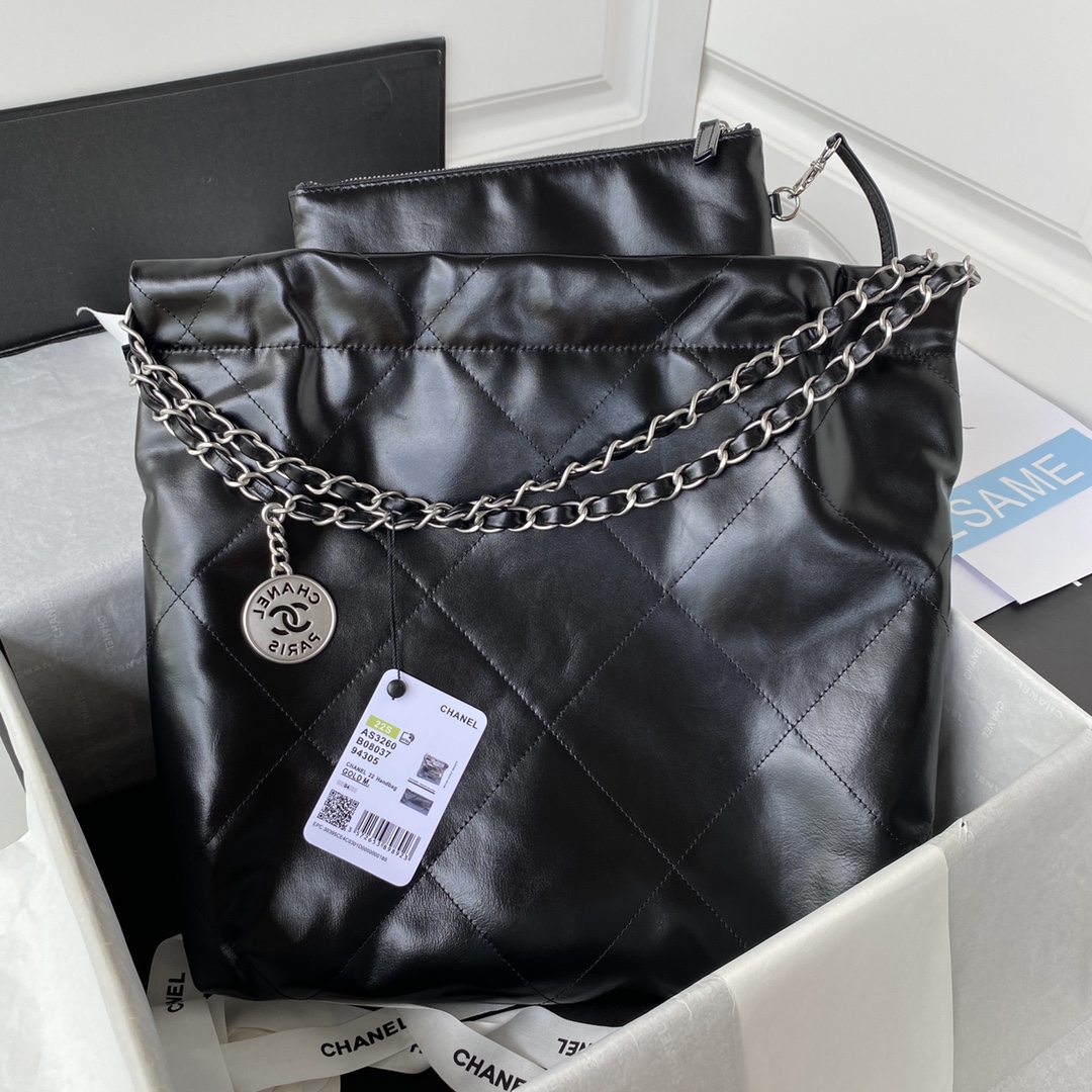 [TOP] CH@NEL 22 Bag 35CM - SHW - Black - Chanel