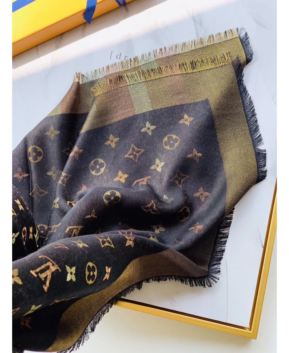 [TOP] L&V L*V Square Scarf and Shawl - Iridescent Black - LV Louis Vuitton