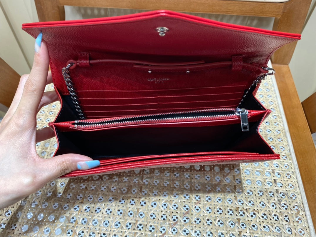 [TOP] Y$L WOC Matelasse Medium Purse - Red SHW - Ysl Yves Saint Laurent
