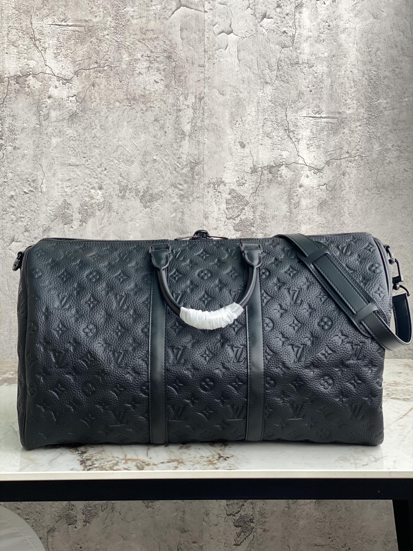 [TOP] L&V Loui$ Vu!tt0n Keepall Travel Bag 50cm - Taurillon Empreinte Black - LV Louis Vuitton