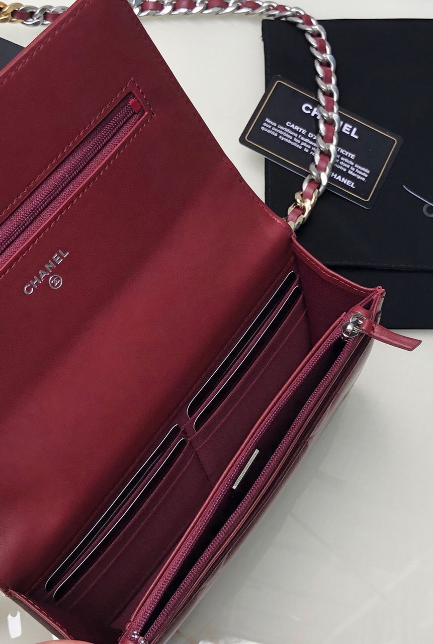 [TOP] CH@NEL 19 WOC Bag Quilted - Burgundy & SHW - Chanel