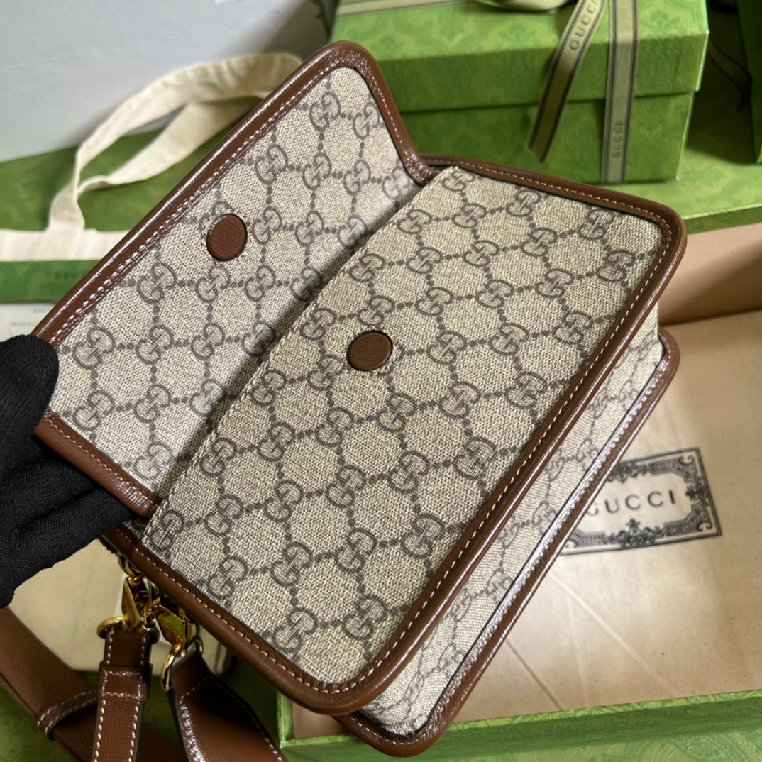 [TOP] GUCC! G*G Messenger Bag w/ Interlocking G - Black - Gucci