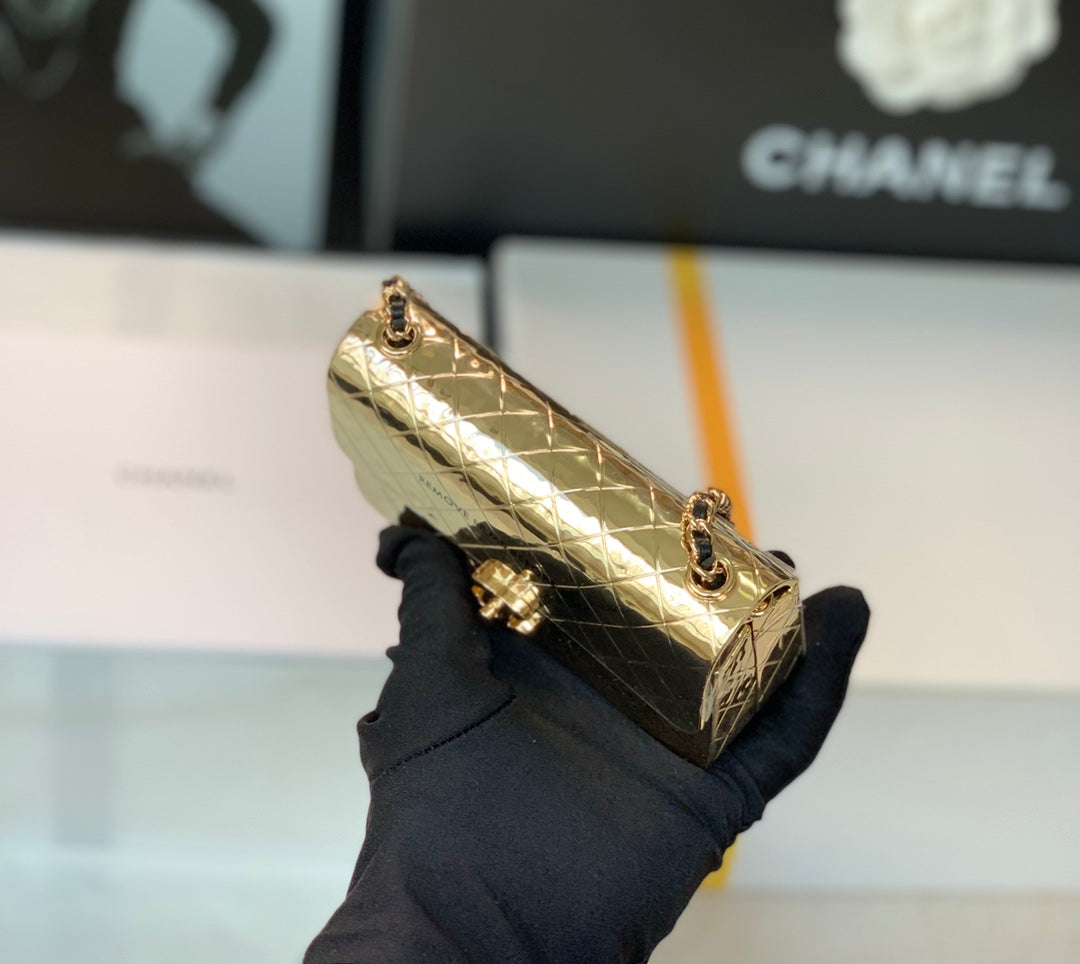 [TOP] CH@NEL Evening Bag Metal Mini - Gold - Chanel