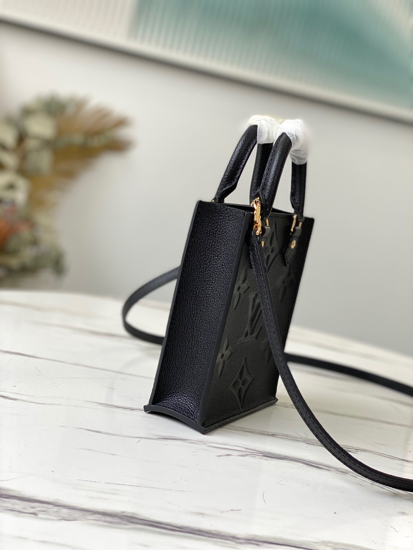 [TOP] L&V L*V Petit Sac Plat Monogram Empreinte Bag - Black - LV Louis Vuitton