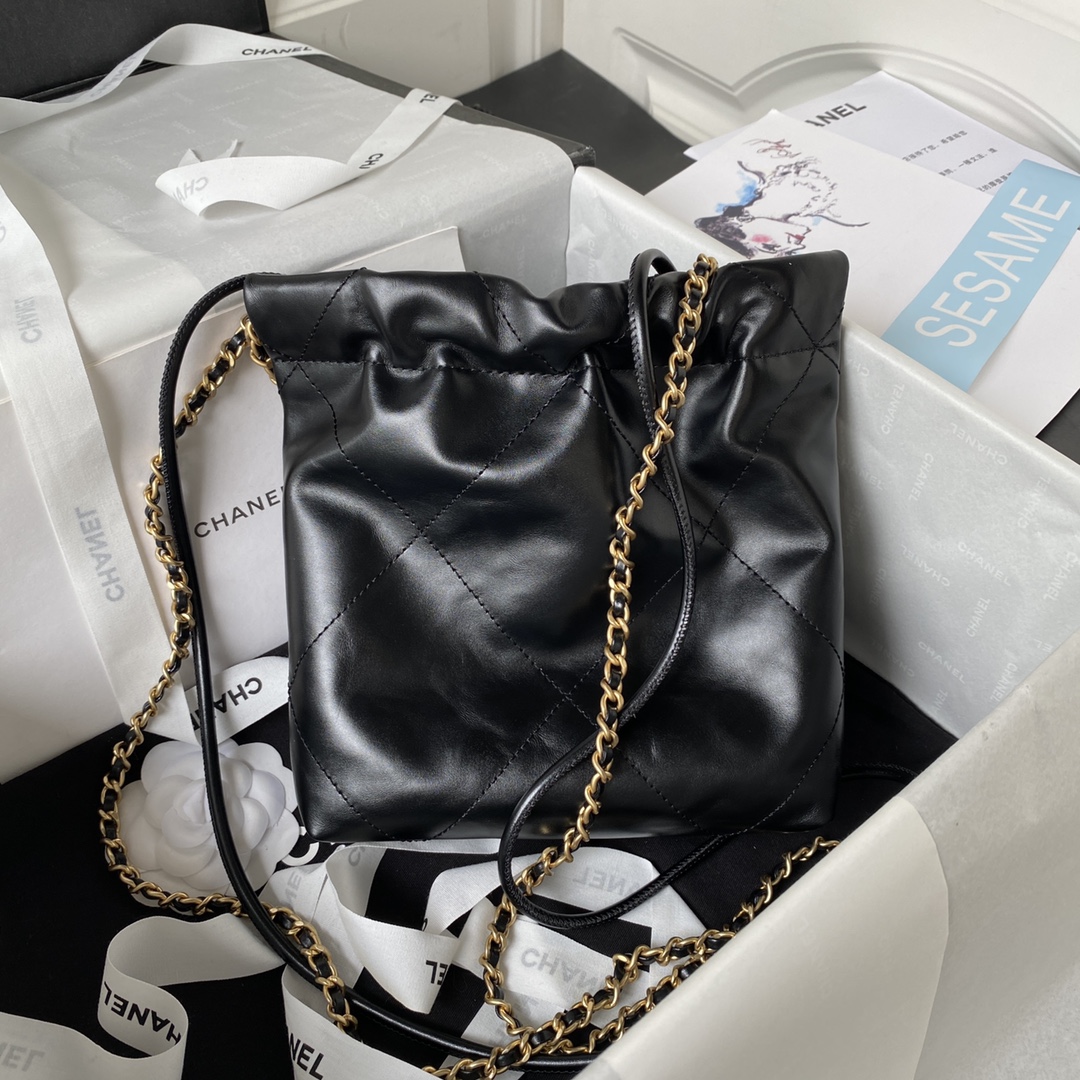 [TOP] CH@NEL Mini 22 Bag 19cm - GHW - Black - Chanel