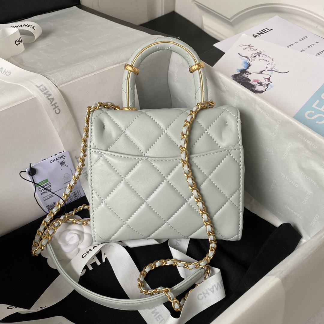 [TOP] CH@NEL Lambskin Small Clutch - White - Chanel