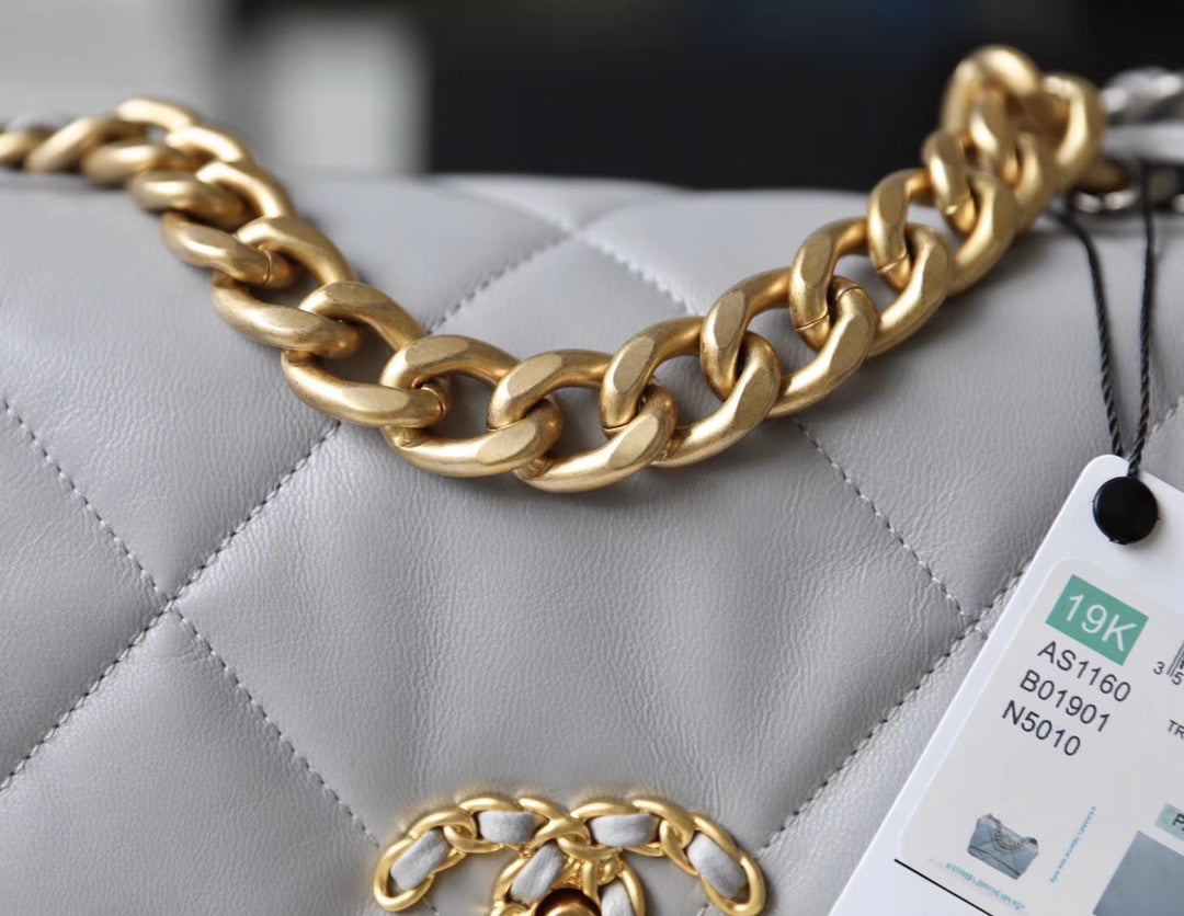 [TOP] CH@NEL 19 Bag Small 26cm - Light Grey - Chanel