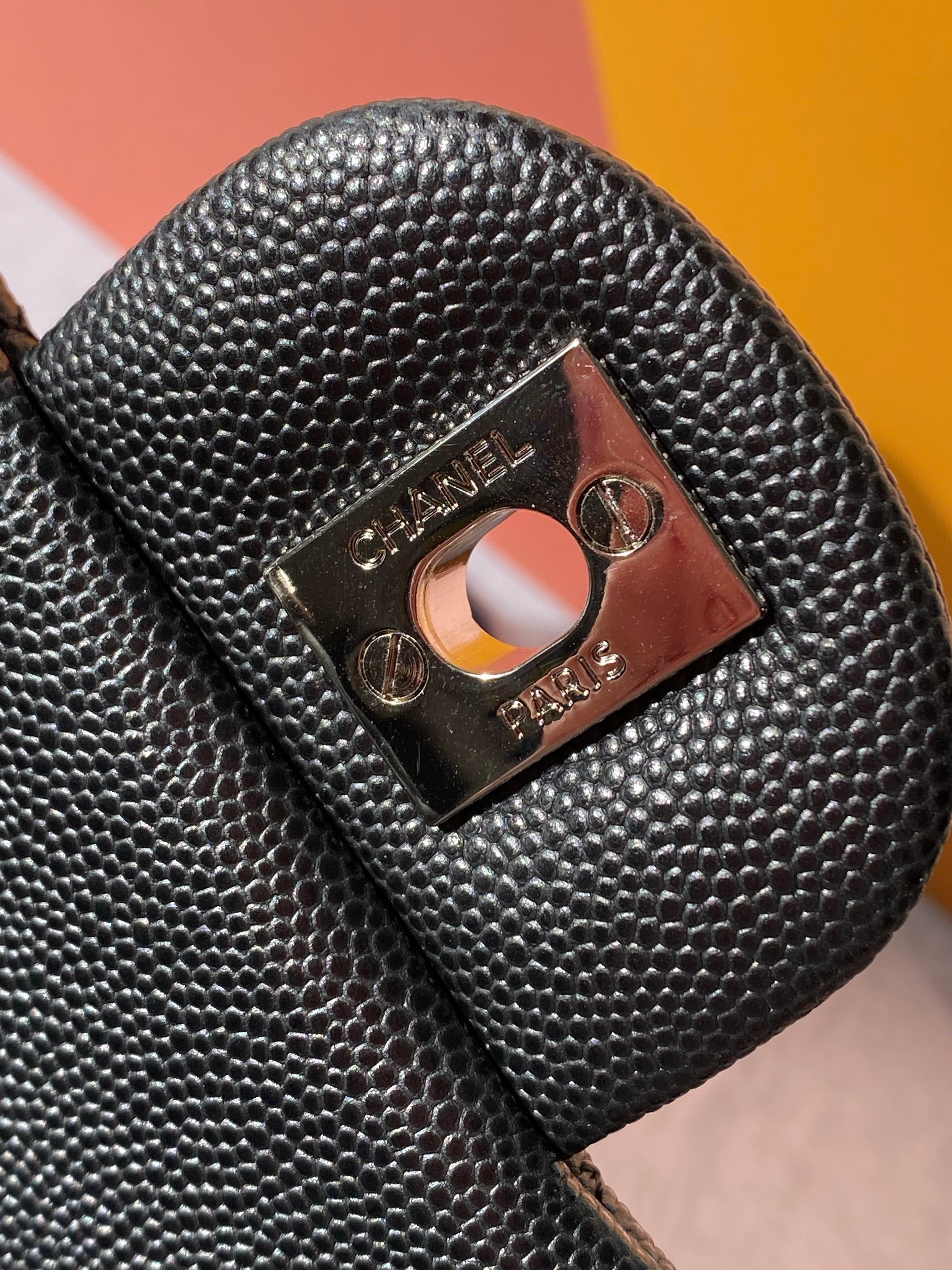 [TOP] CH@NEL Classic Flap Bag Caviar Mini 20cm - Black & SHW - Chanel