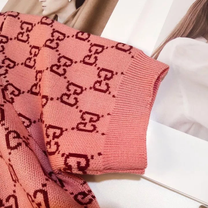 [TOP] GUCC! G*G Wool Sweater Short Sleeves - Pink - Gucci