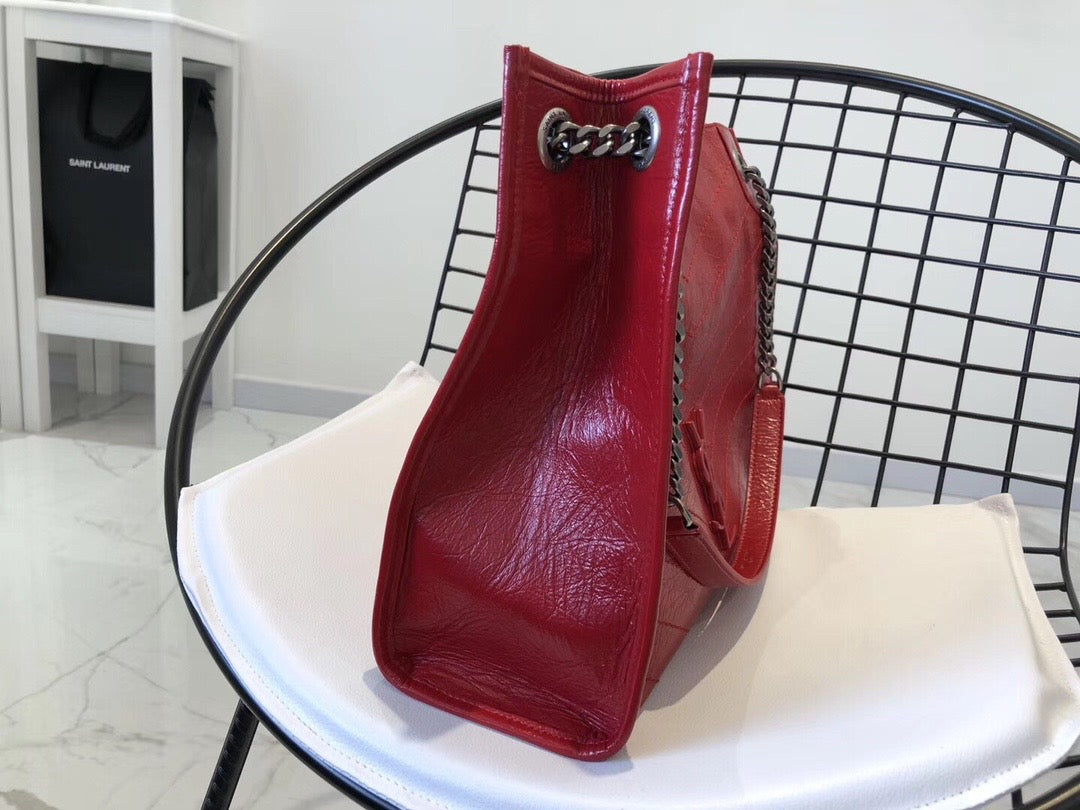 [TOP] Y$L Medium Niki Shopping Bag - Red SHW - Ysl Yves Saint Laurent