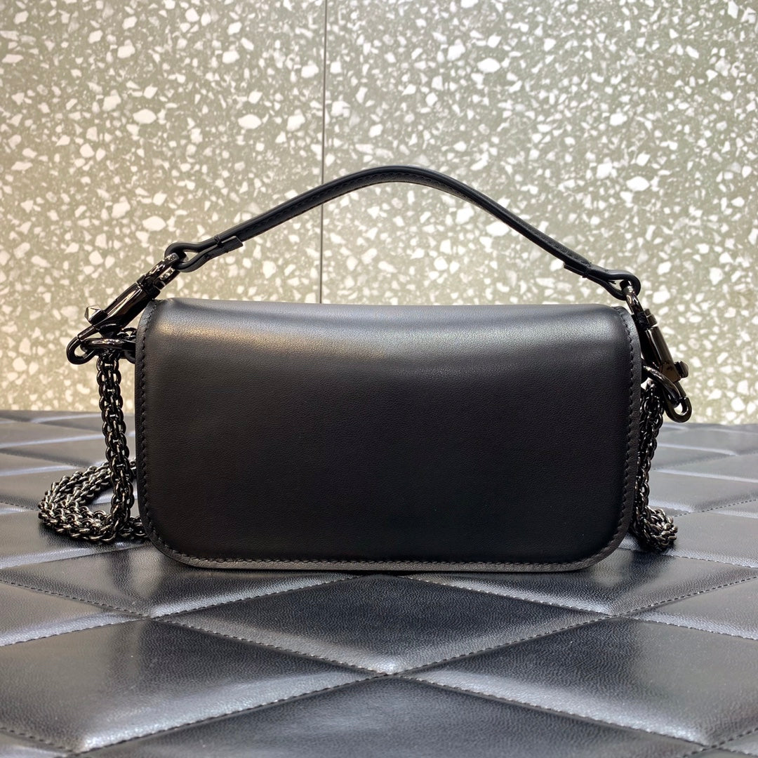[TOP] V@LENTINO V*lentino Loco Small Shoulder Bag w Jewel Logo - Black - Valentino