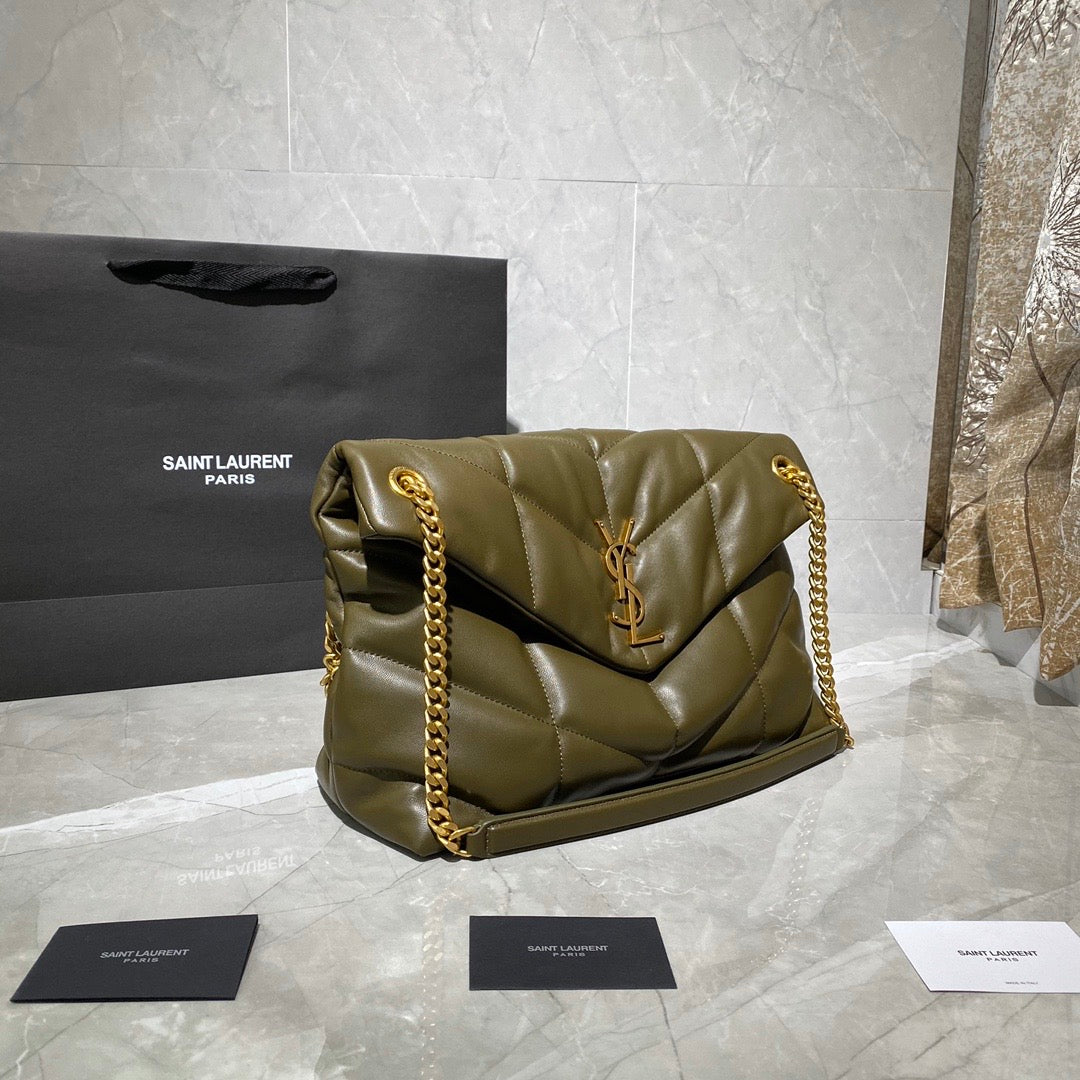 [TOP] Y$L Loulou Puffer Small - Dark Green - Ysl Yves Saint Laurent