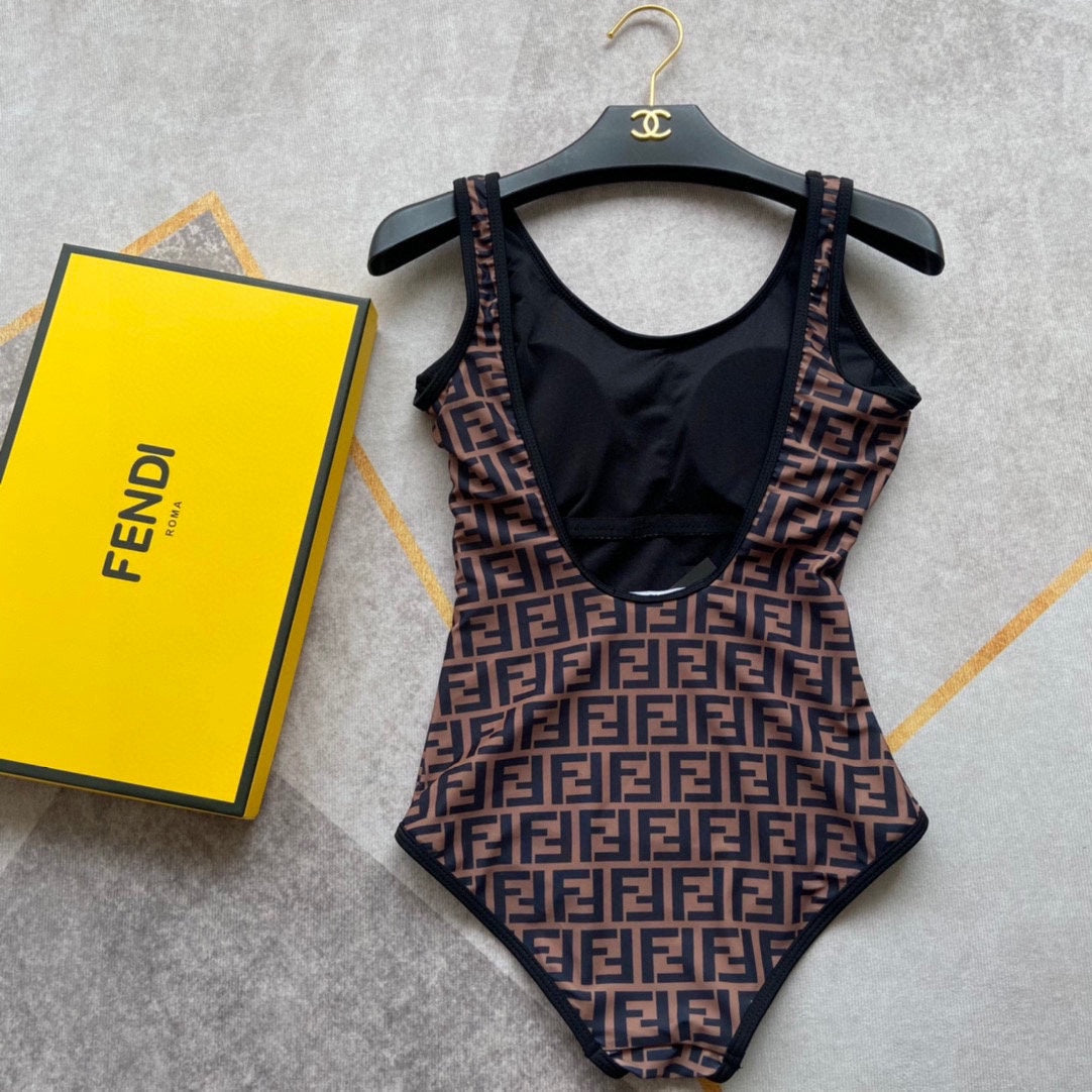 [TOP] F€NDI F€ndi Monogram 1 Piece Swim Suit - Fendi