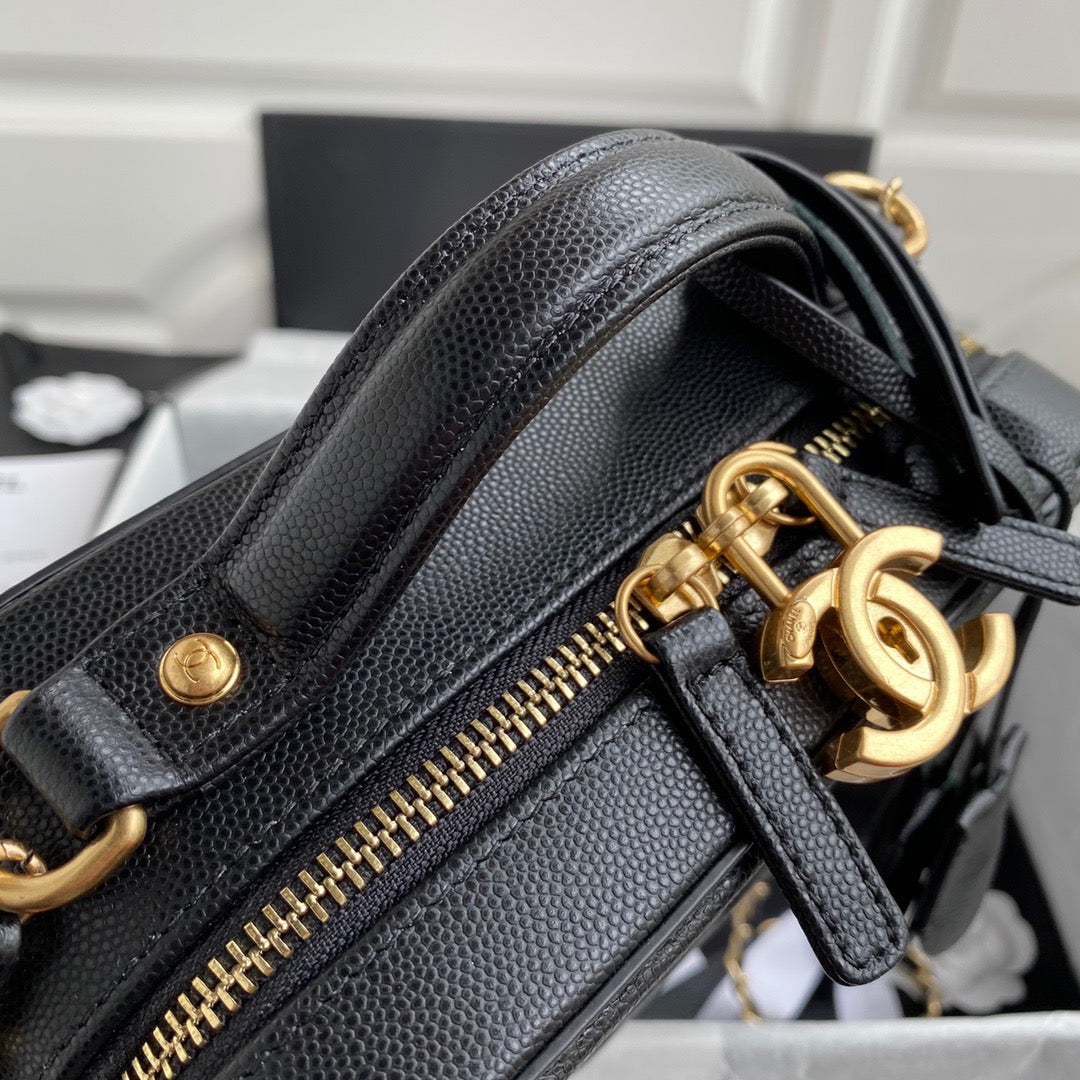 [TOP] CH@NEL Vanity Case Bag Small - Black & GHW - Chanel