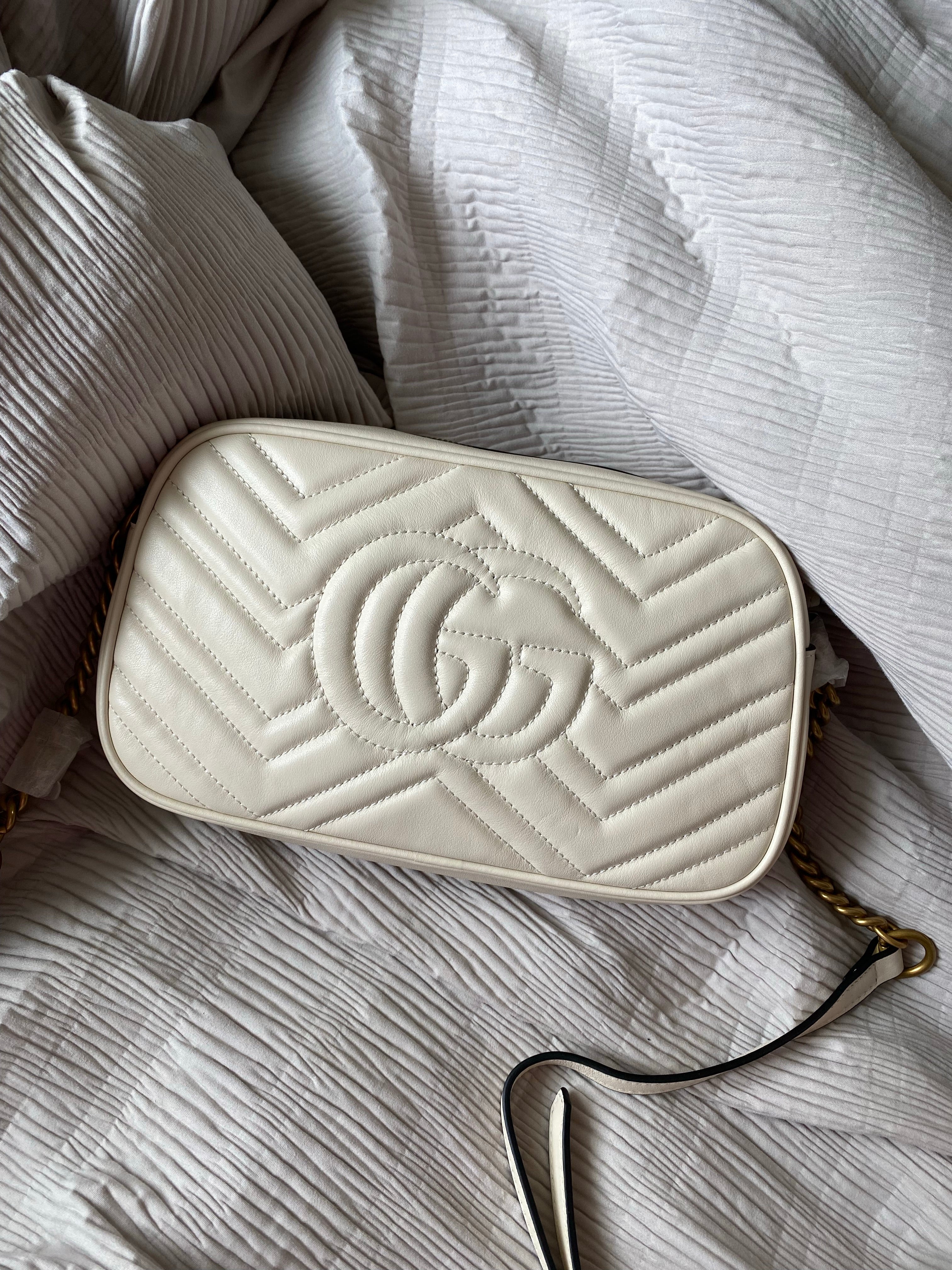 [TOP] GUCC! GG Marmont Bag Matelasse Crossbody Small - Ivory - Gucci