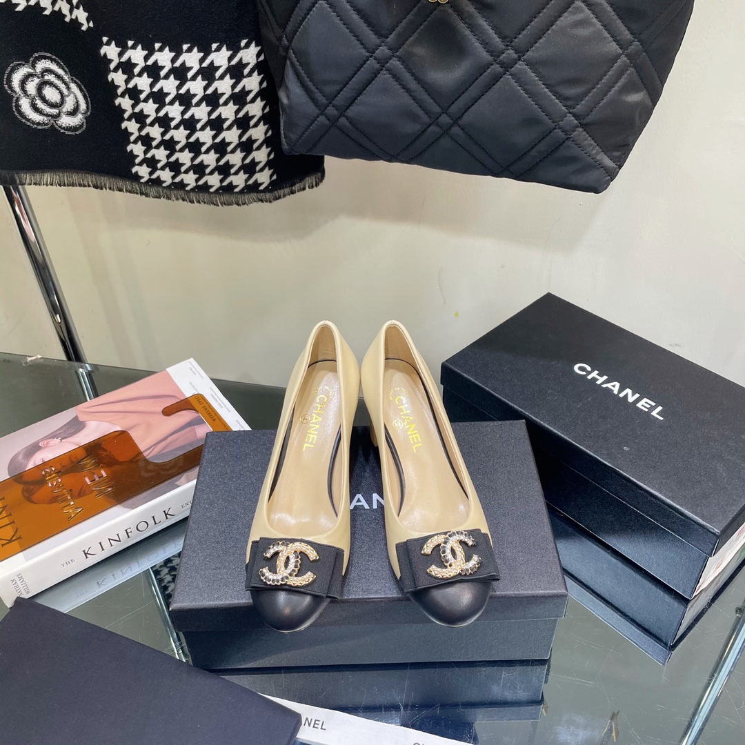 [TOP] CH@NEL Leather High heel - 3 Color - Chanel