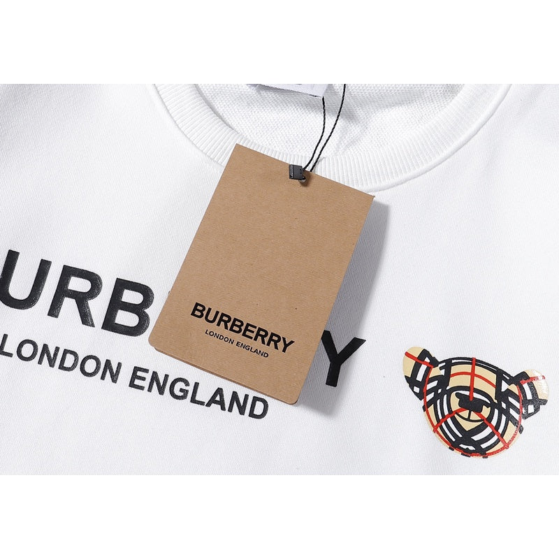 [TOP] BURB€RRY Check Bear Classic Cotton Sweater - White - Burberry