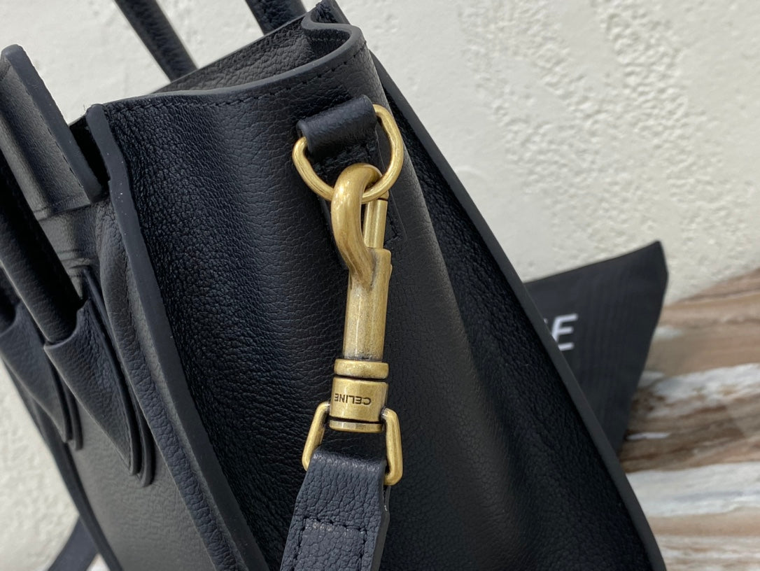 [TOP] C€line Nano Luggage Grainy Bag - Black w GHW - Celine