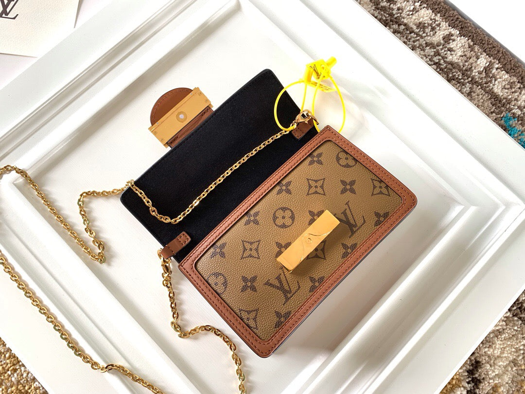 [TOP] L&V L*V Dauphine Chain Wallet Reverse Monogram Purse - LV Louis Vuitton