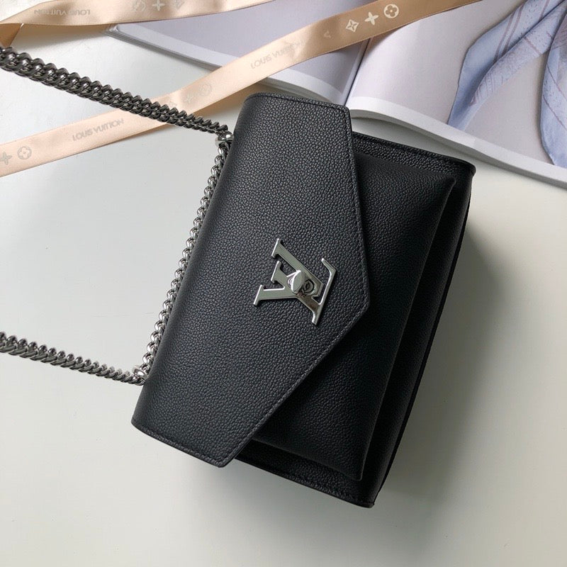 [TOP] L&V L*V Mylockme Chain Bag - Black w SHW - LV Louis Vuitton