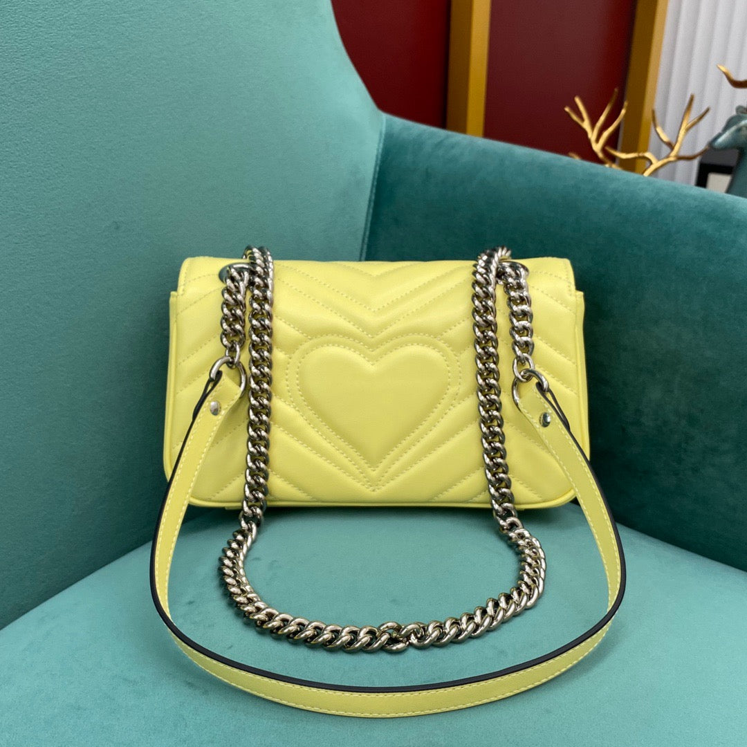 [TOP] GUCC! GG Marmont Bag Matelasse Mini 22cm - Yellow - Gucci