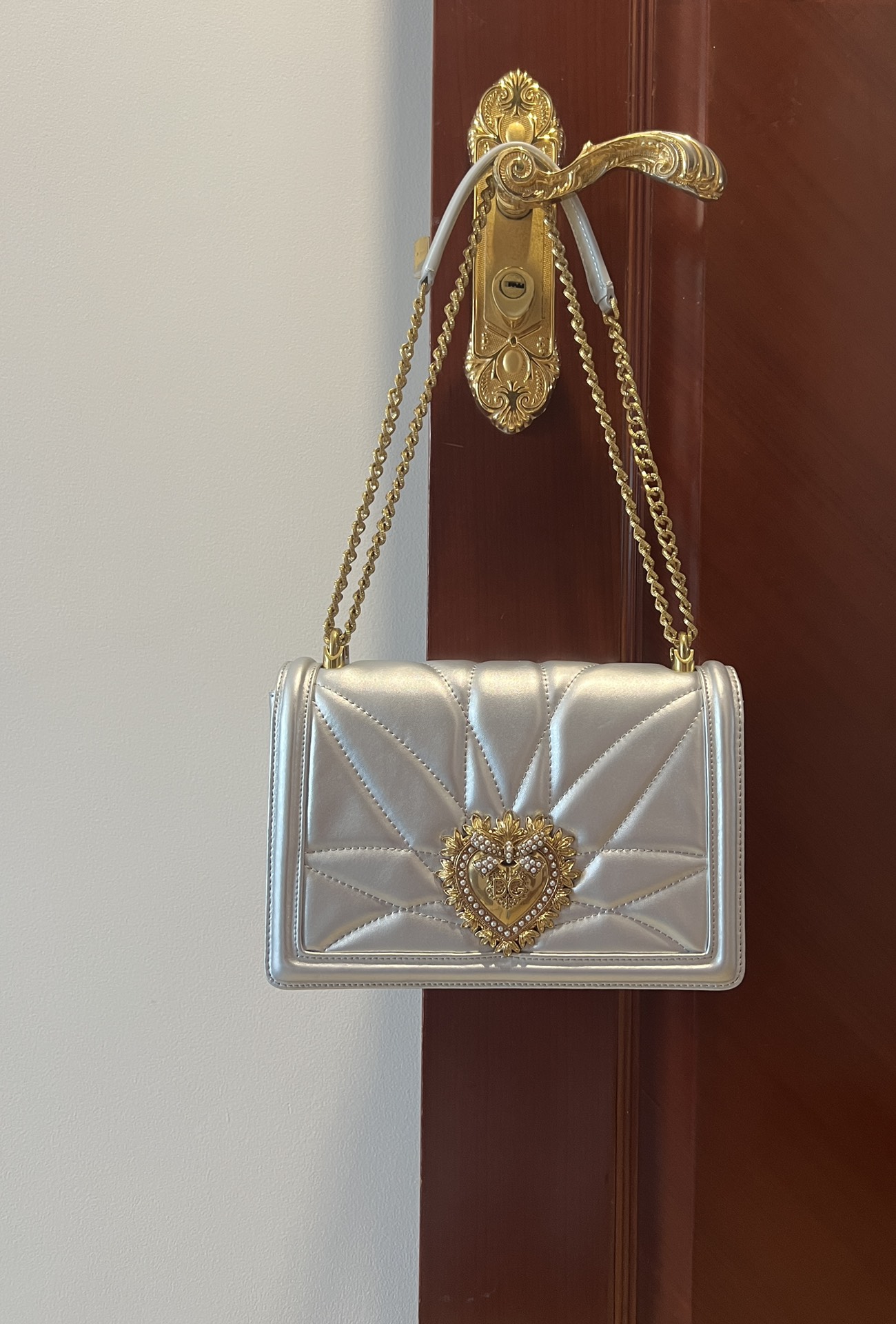 [TOP] D^G Nappa Leather Devotion Bag - Silver - Dolce&Gabbana