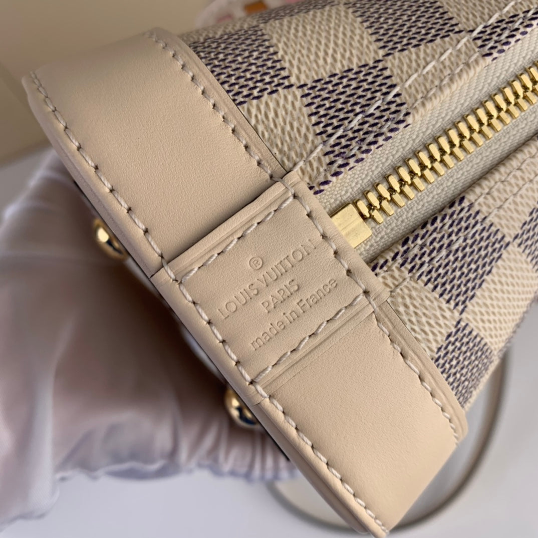 [TOP] L&V L*V Alma BB Damier Azur Braided Handles - Cream White - LV Louis Vuitton