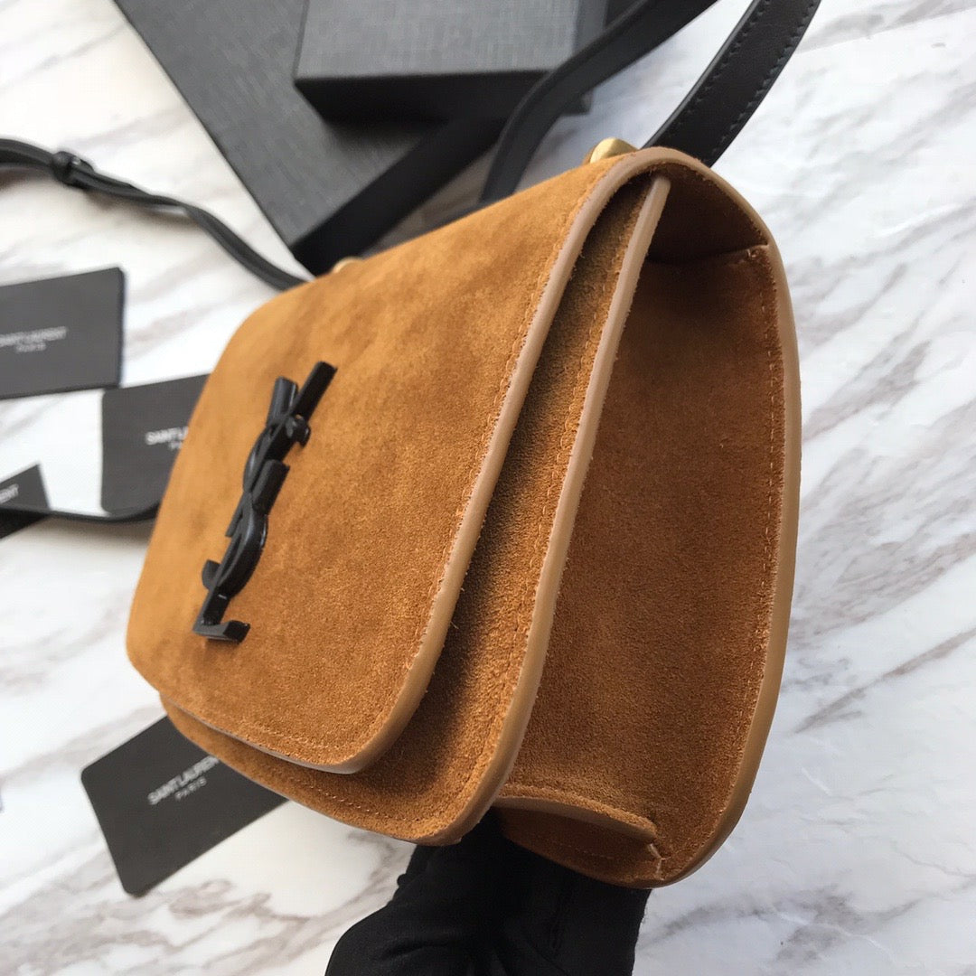 [TOP] Y$L Spontini Suede Bag - Brown - Ysl Yves Saint Laurent