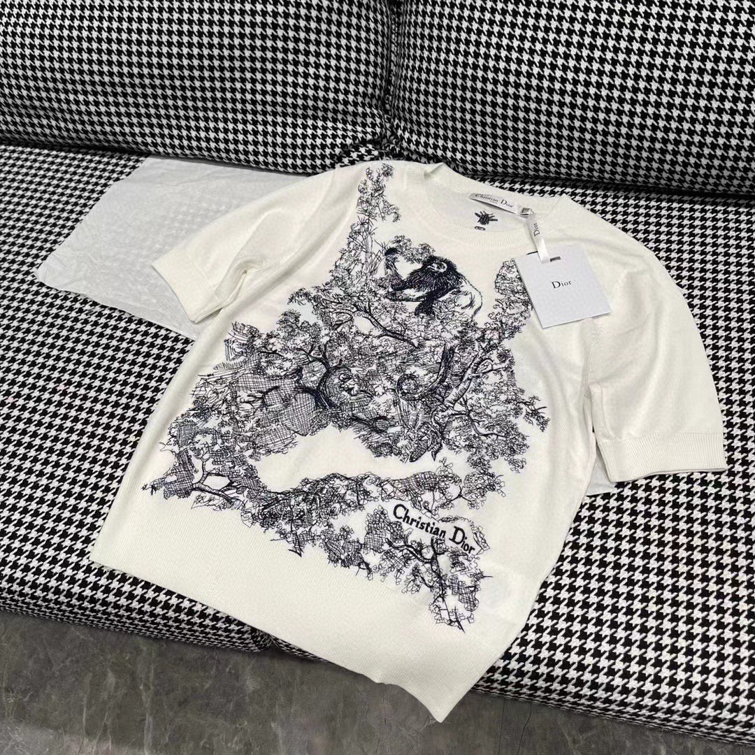 [TOP] D!or Knitted Short Sleeve - Black - Christian Dior