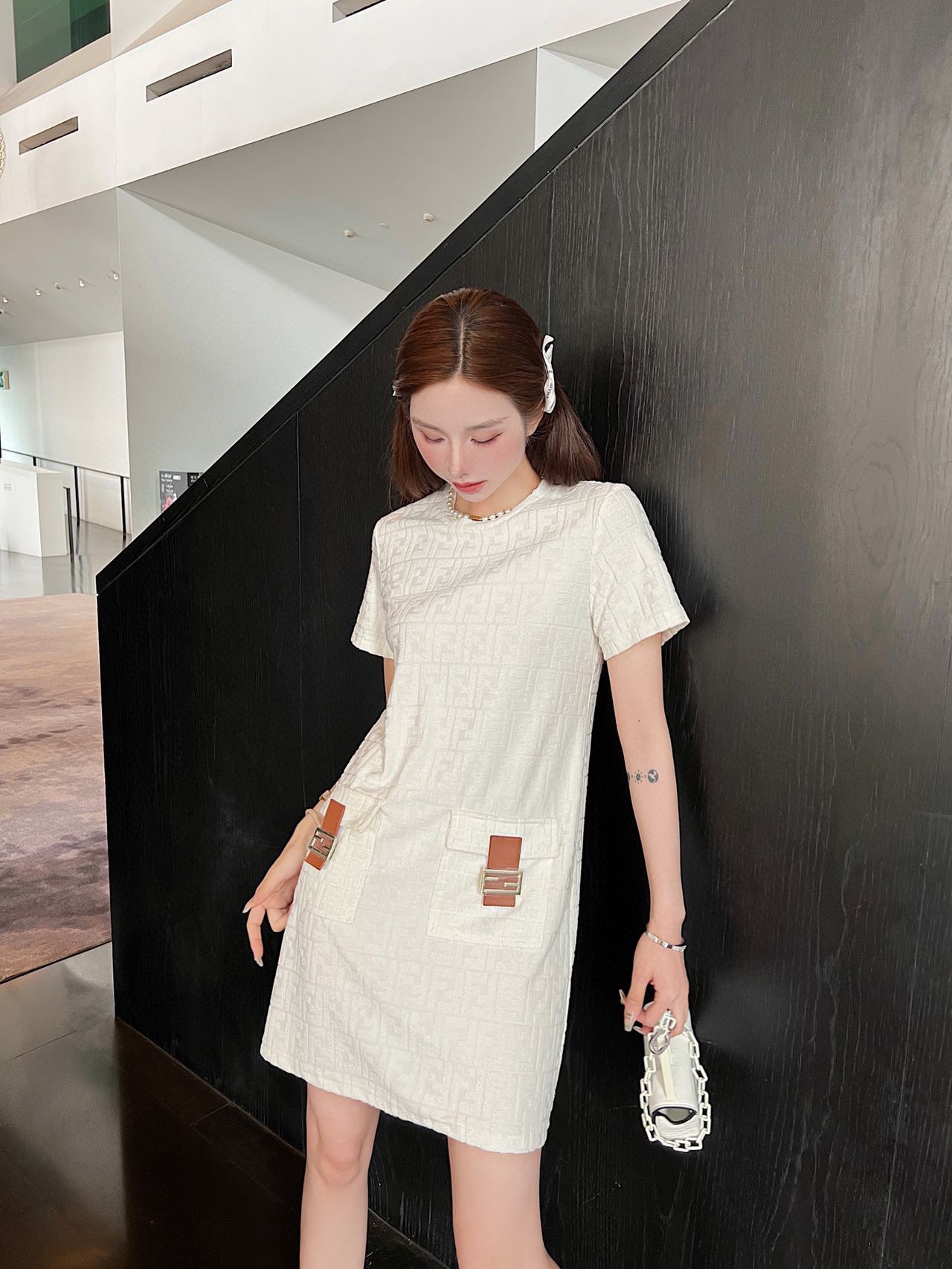 [TOP] F€NDI Short Sleeve Dress - 2Color - Fendi