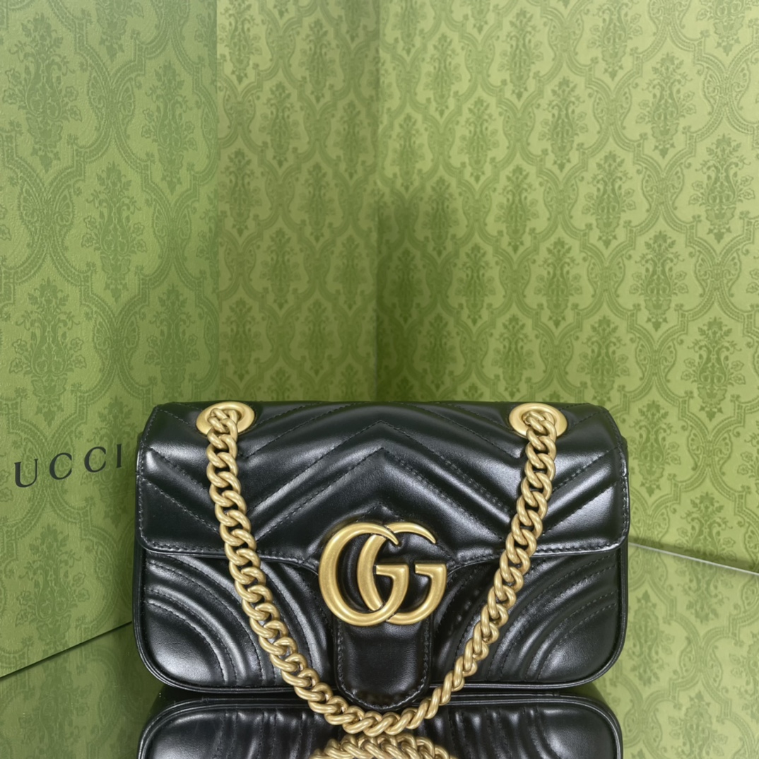 [TOP] GUCC! GG Marmont Bag Mini 22cm - Black - Gucci