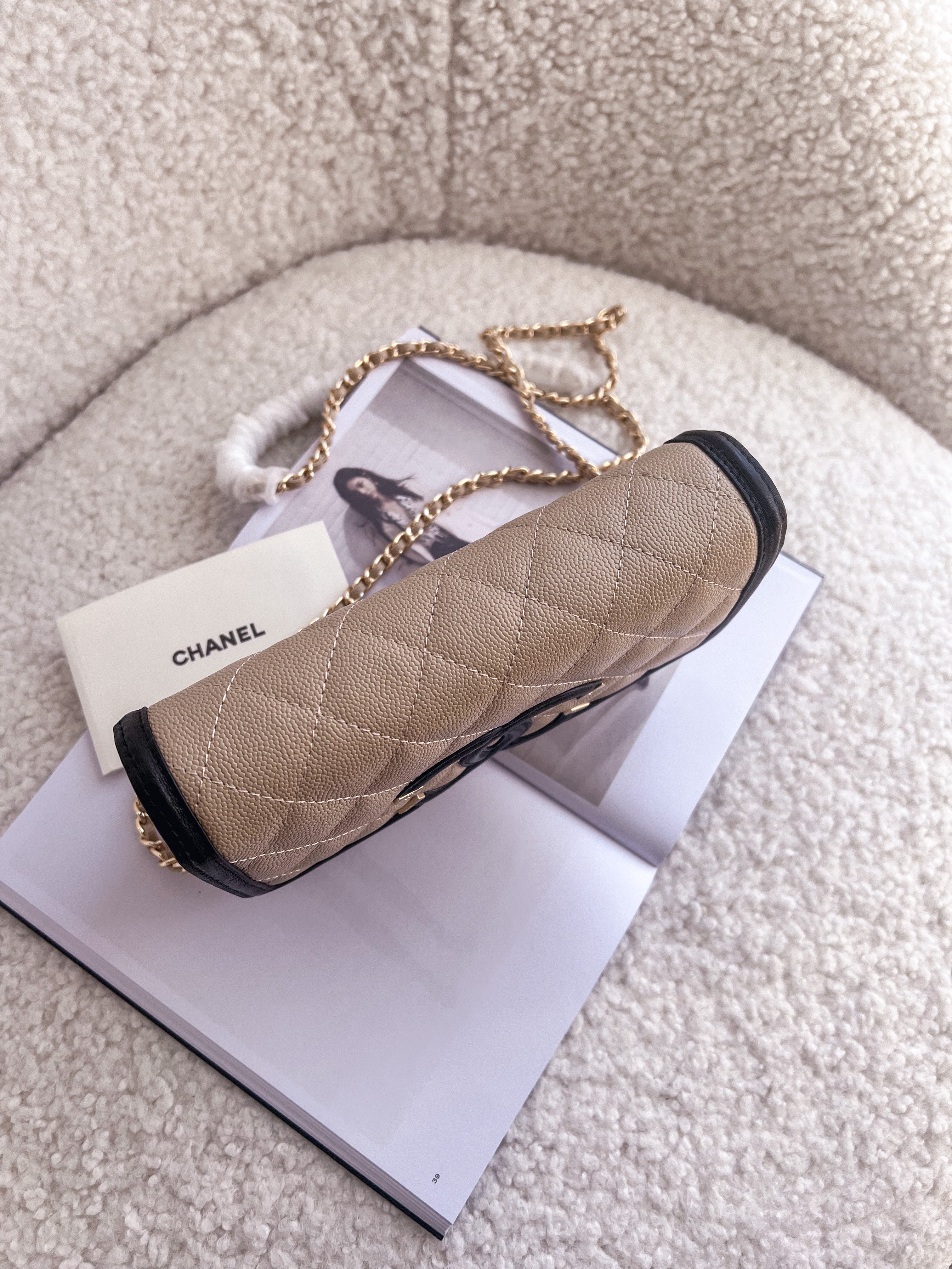 [TOP] CH@NEL Filligree Caviar WOC Bag - Beige - Chanel