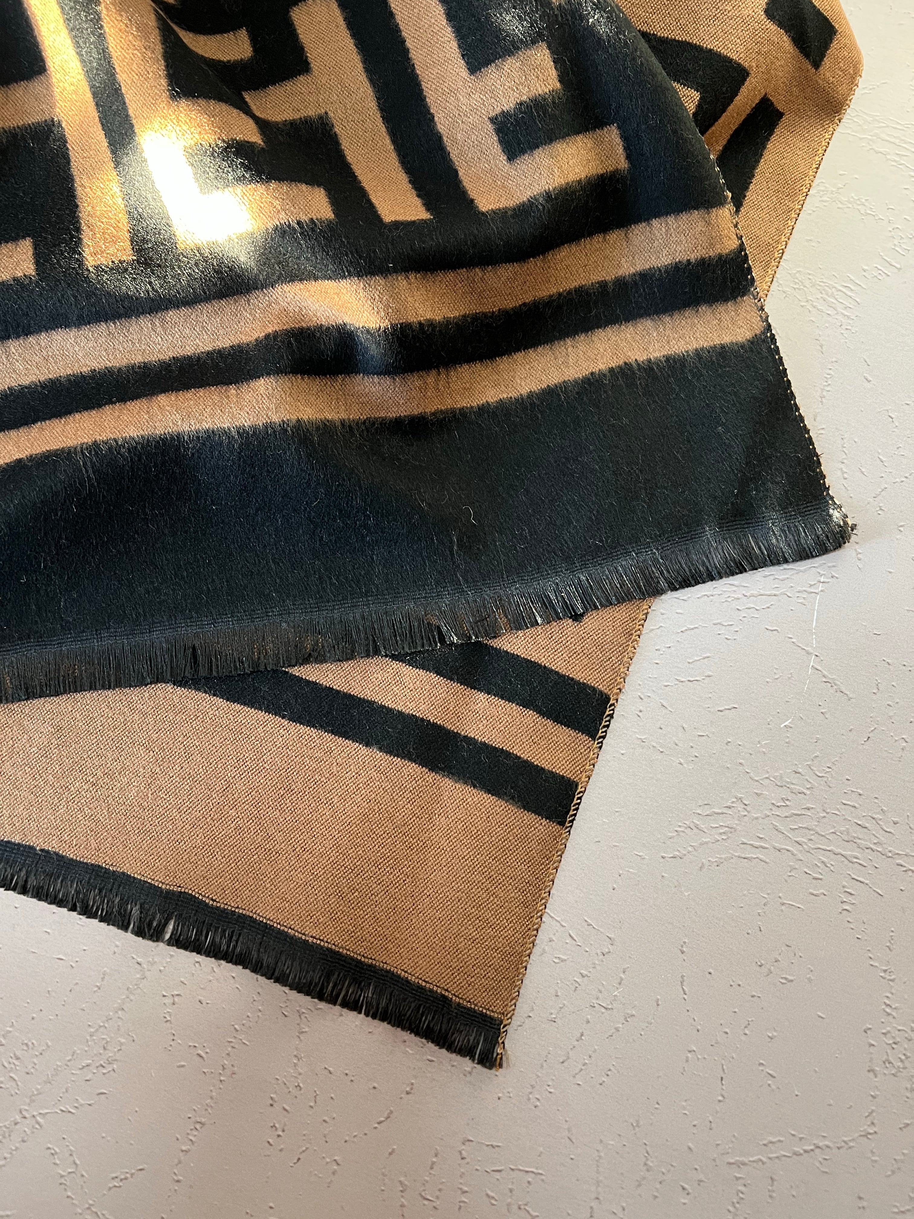 [TOP] F€NDI Wool Monogram Rectangle Scarf - Fendi