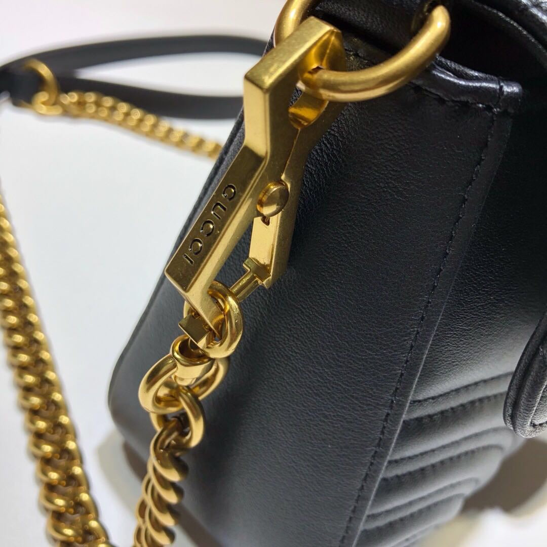 [TOP] GUCC!  Marmont Bag Top Handle Small - BLACK - Gucci