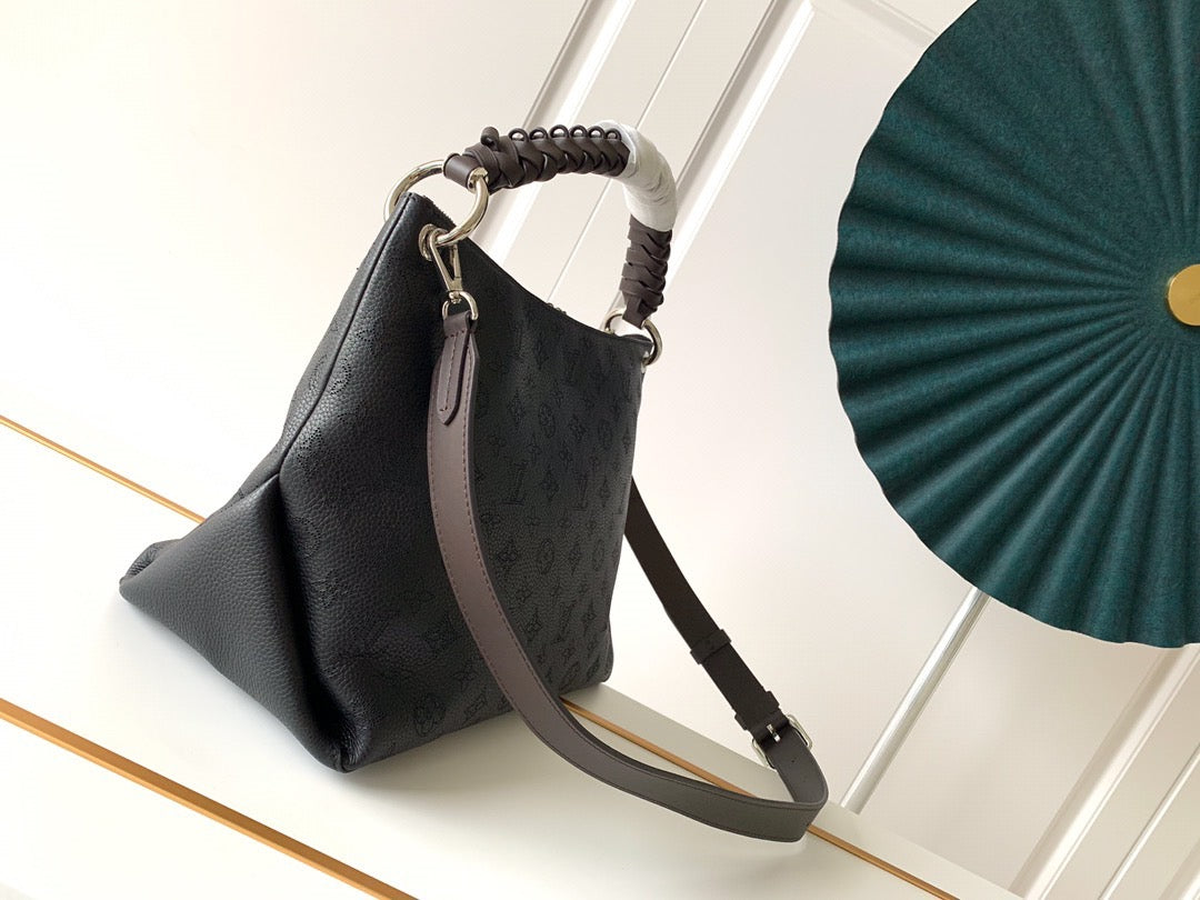 [TOP] L&V L*V Mahina Beauborg MM Leather Bag - Black - LV Louis Vuitton