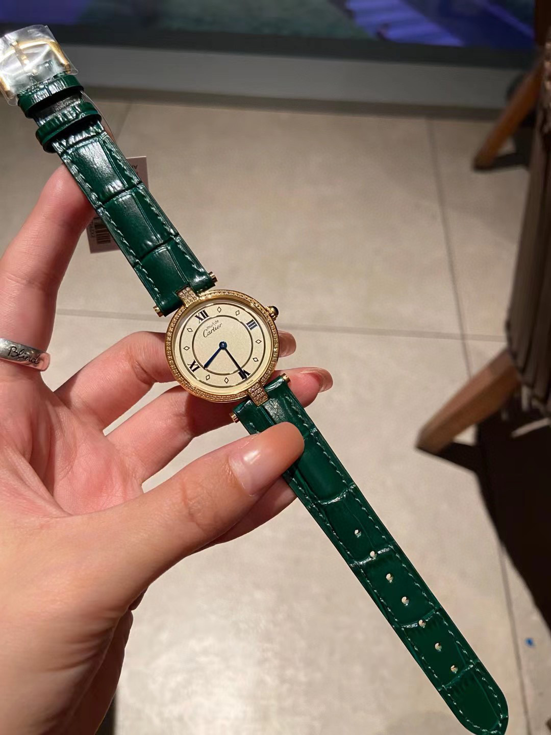 [TOP] C@rtier Retro Leather Watch 30mm - Green - Cartier