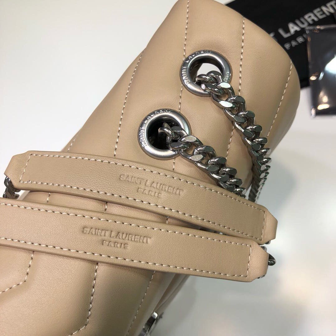 [TOP] Y$L LouLou Bag Medium 31cm - Beige with Silver - Ysl Yves Saint Laurent