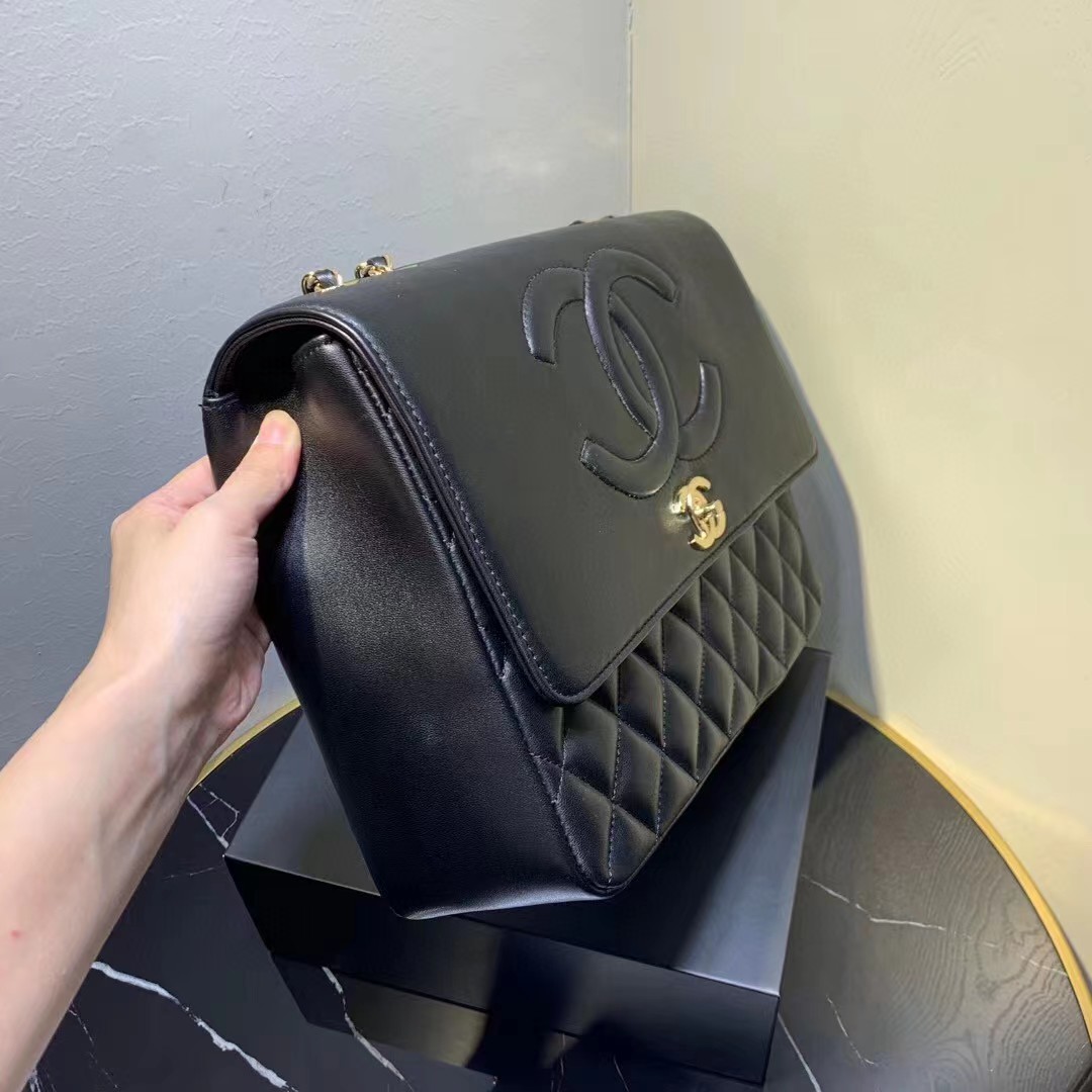 [TOP] CH@NEL Vintage Tote Bag Lambskin - Black & GHW - Chanel
