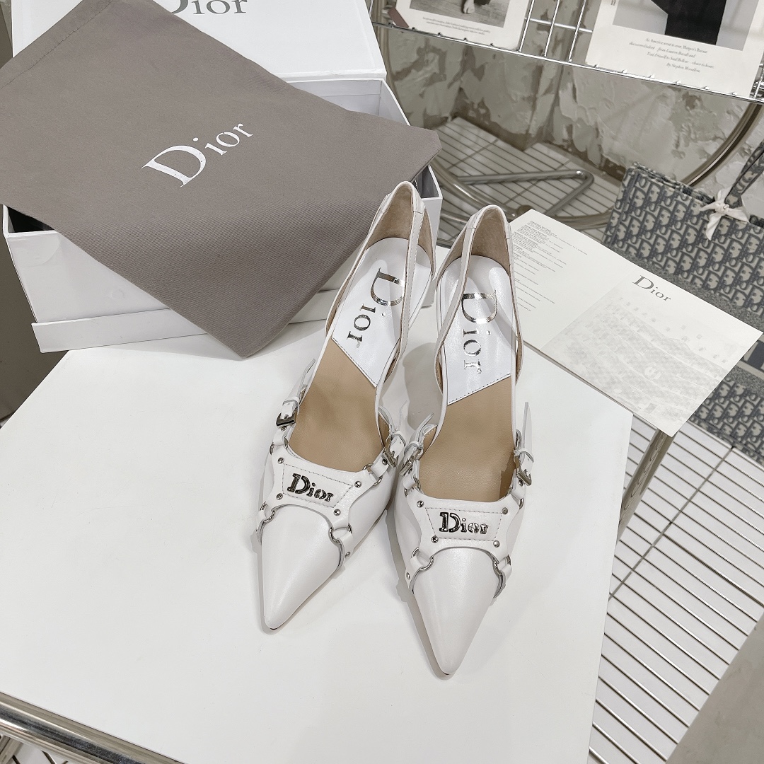[TOP] D!or CD Logo Leather Pump - White - Christian Dior