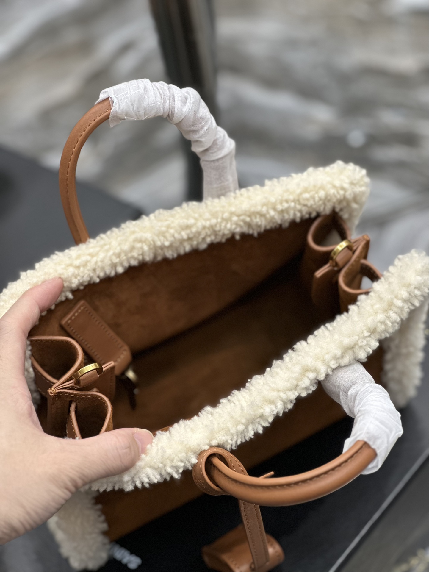 [TOP] Y$L Sac De Jour Lambswool Handbag - Ysl Yves Saint Laurent