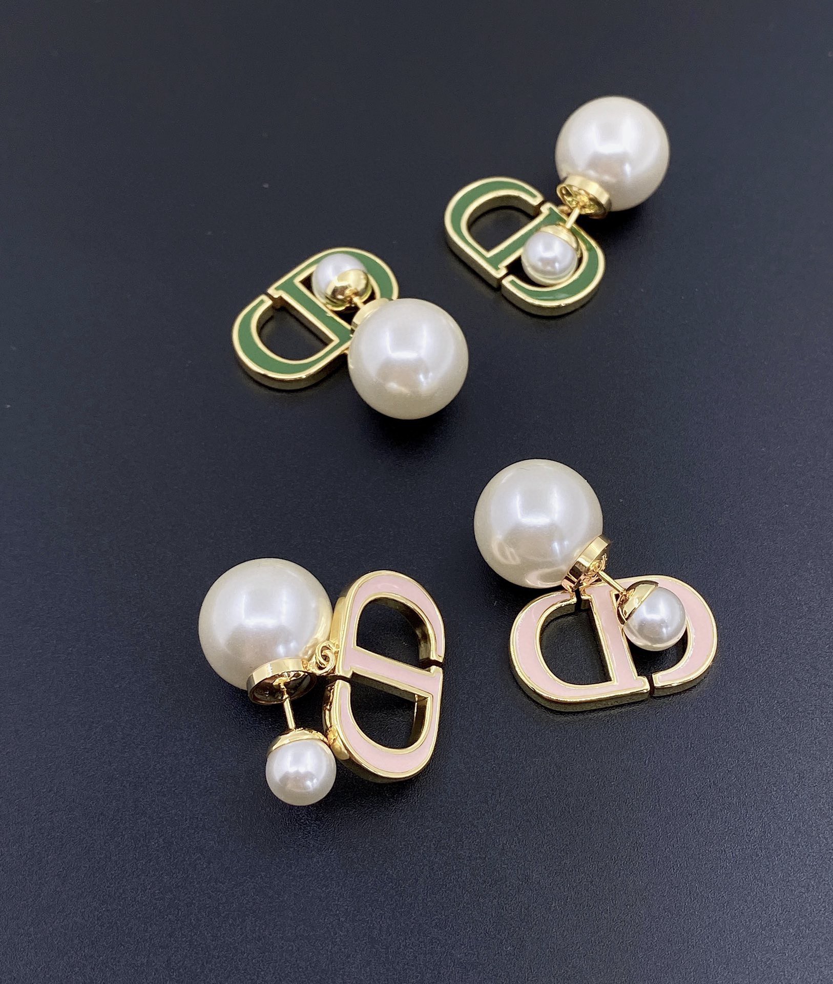 [Top] D!or large/small pearl stud earrings - 3 colors - Christian Dior