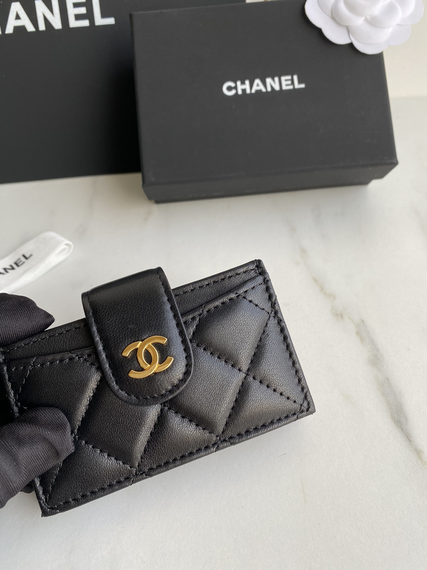 [TOP] CH@NEL Cardholder - GHW&SHW - Black - Chanel