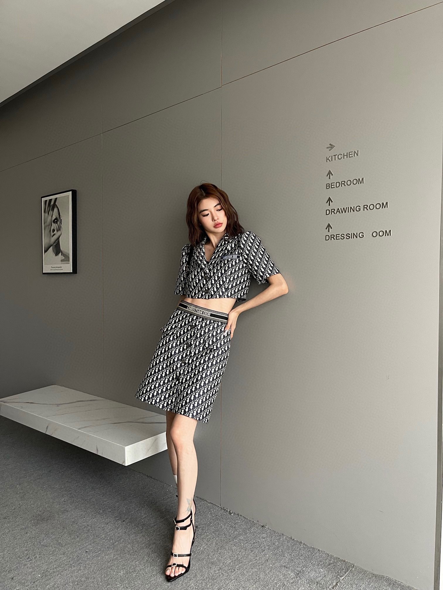 [TOP] D!or Shirt with Skirt Set - Black - Christian Dior