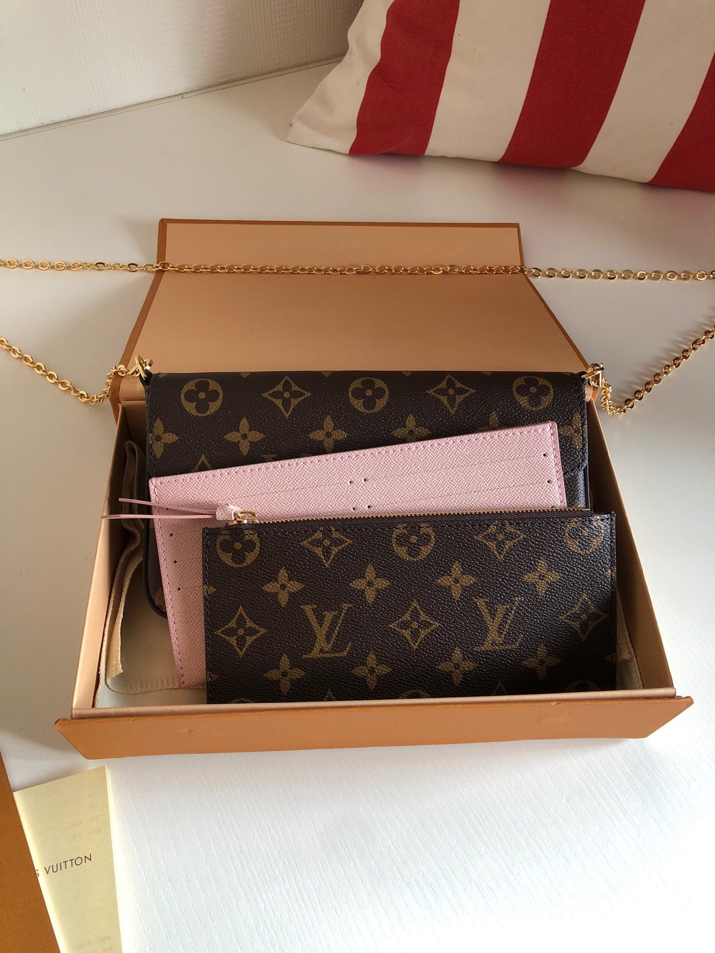 [TOP] L&V £V Felicie Pochette Monogram - Light Pink - LV Louis Vuitton