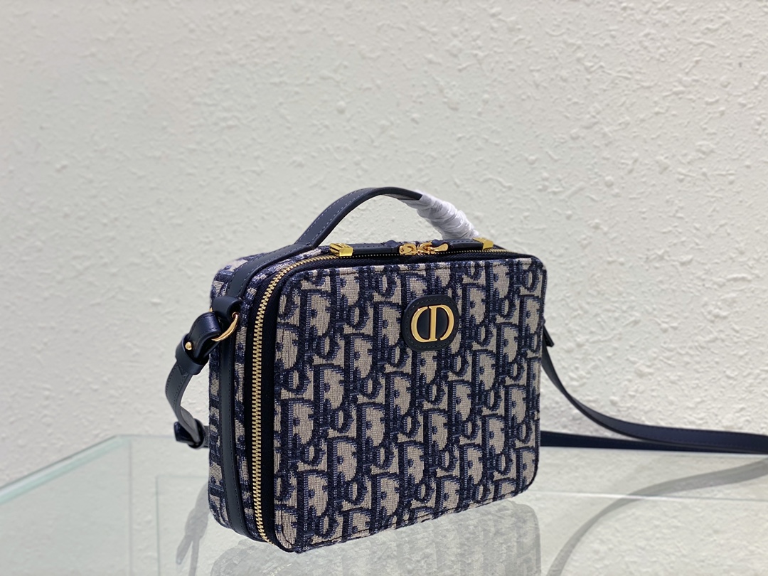 [TOP] D!or 30 Montaigne Box Handbag-Blue Oblique print - Christian Dior