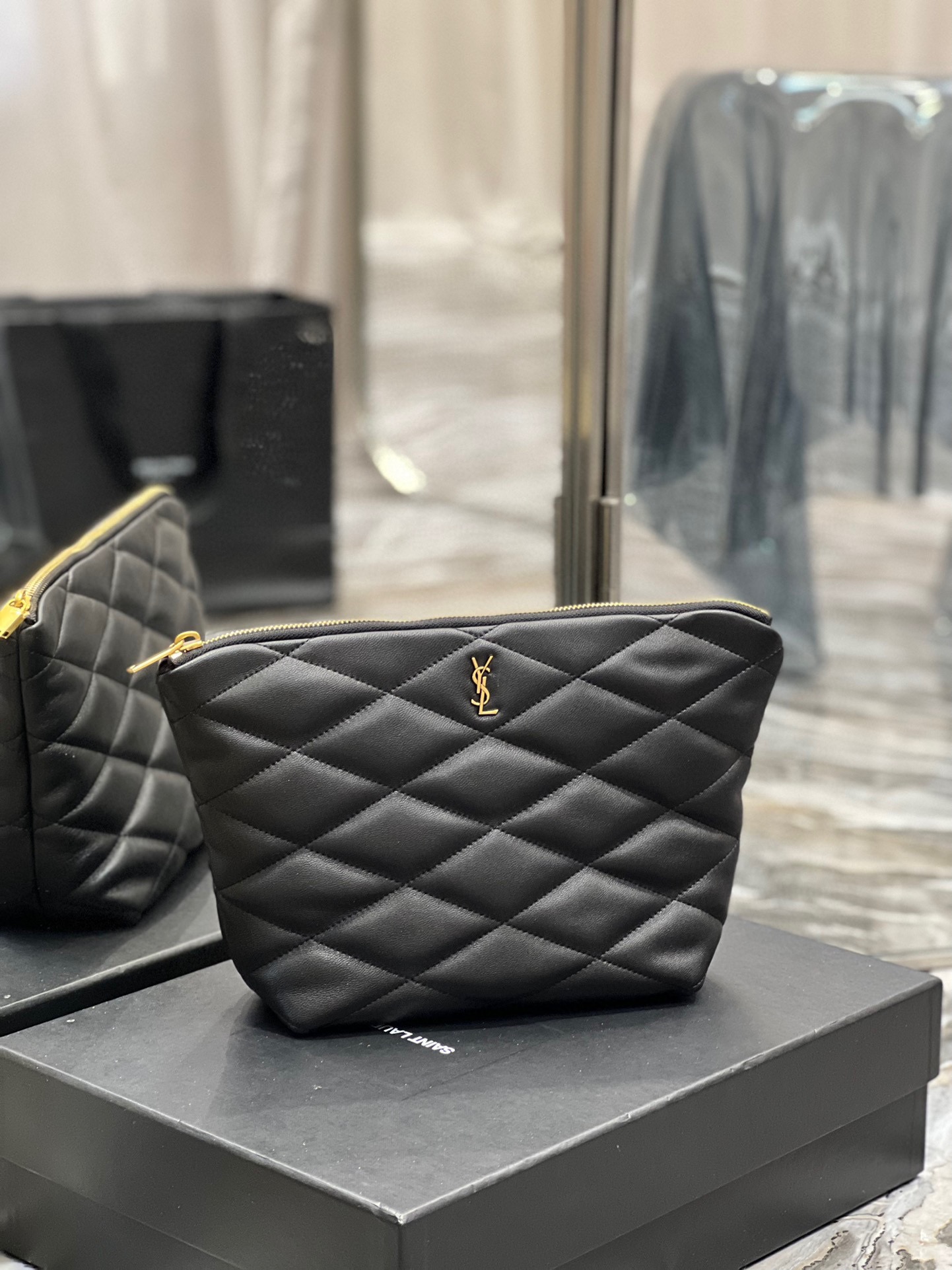 [TOP] Y$L SADE Sheep Leather Handbag - Black - Ysl Yves Saint Laurent