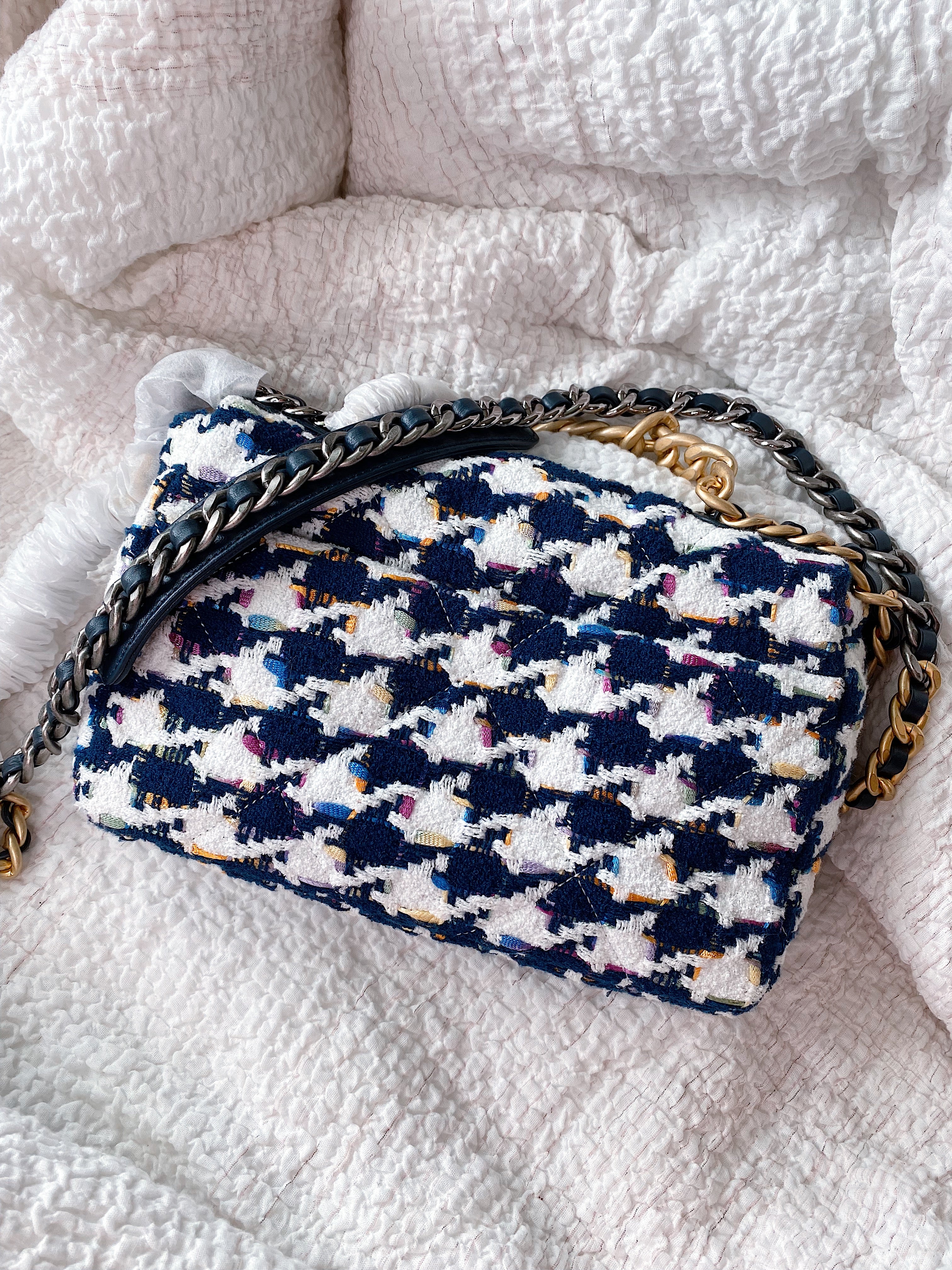 [TOP] CH@NEL 19 Bag Small 26cm Houndstooth - Chanel